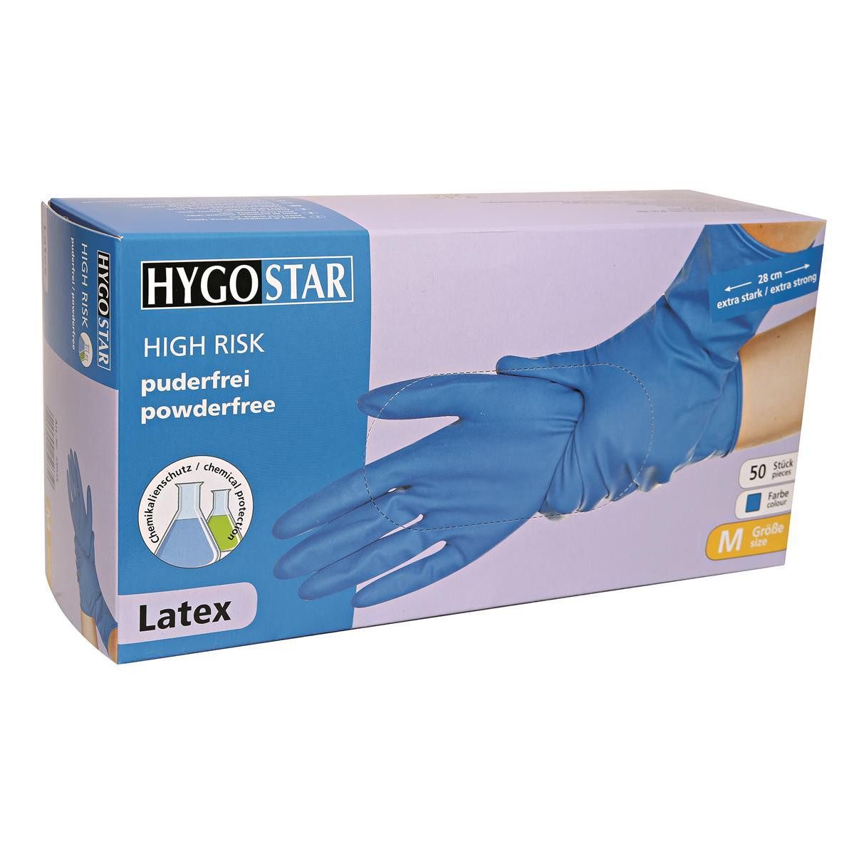 HYGOSTAR Baumwollhandschuhe 25035 Chemikalienschutzhandschuhe High Risk blau Gr. 8/M Latex puderfr