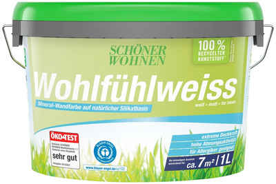 SCHÖNER WOHNEN-Kollektion Wand- und Deckenfarbe Wohlfühlweiss, 1 Liter, weiß, Mineral-Wandfarbe - allergikergeeignet