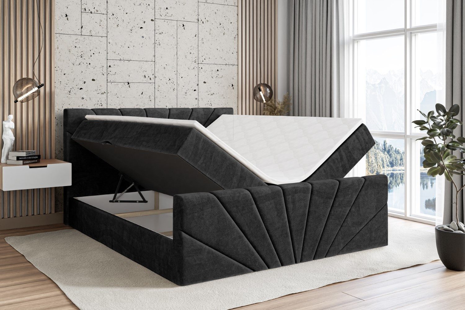 ALTDECOR Boxbett MILTIO-Z (Multipocket-Matratze H4, H3 Matratze Bonellfederung, Topper, Kopfteil), Doppelbett mit Fußteil