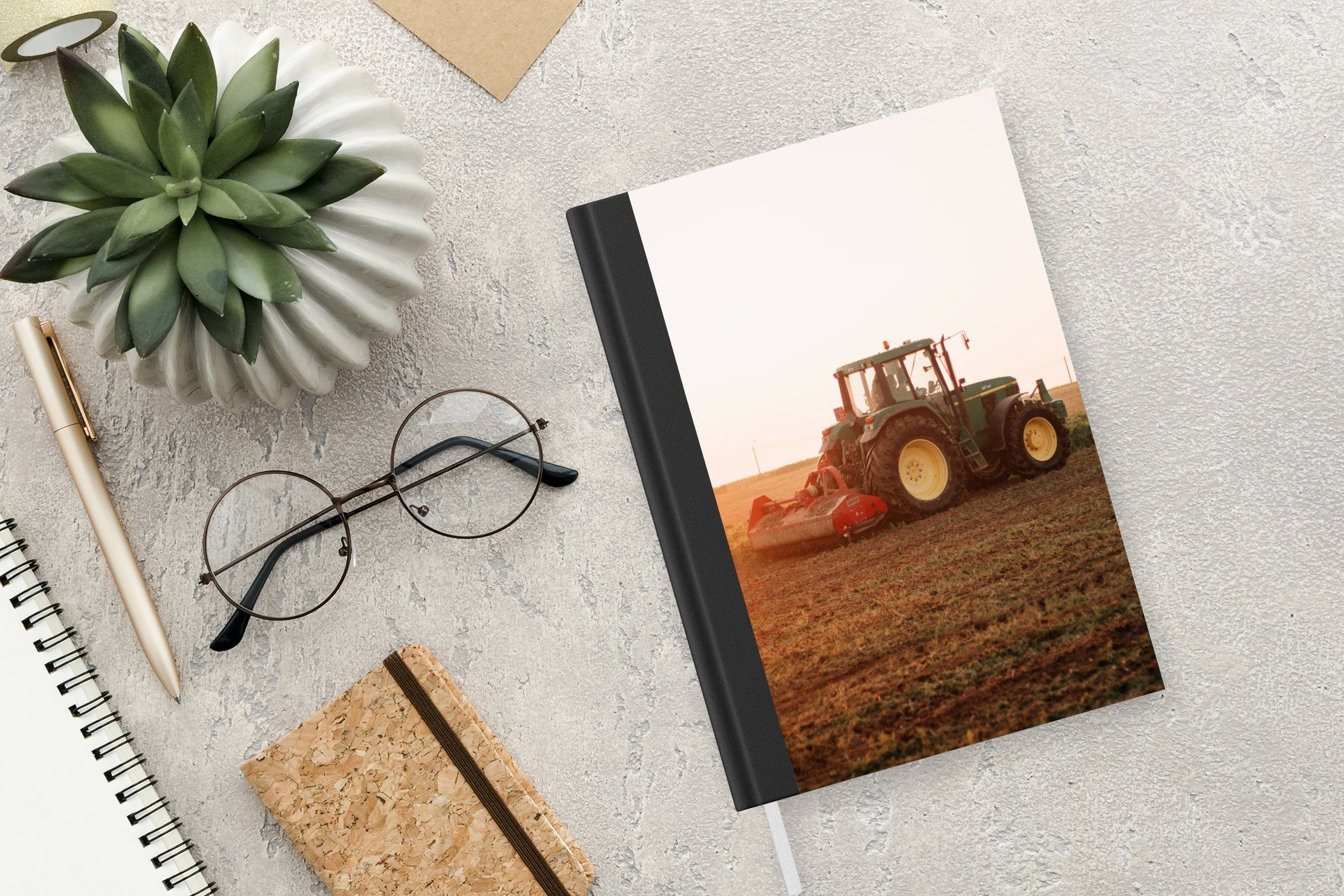 - 98 Notizbuch MuchoWow Notizheft, Haushaltsbuch Feld A5, Bauernhof - Merkzettel, Seiten, Tagebuch, Landwirt Journal, Traktor - - Horizont,