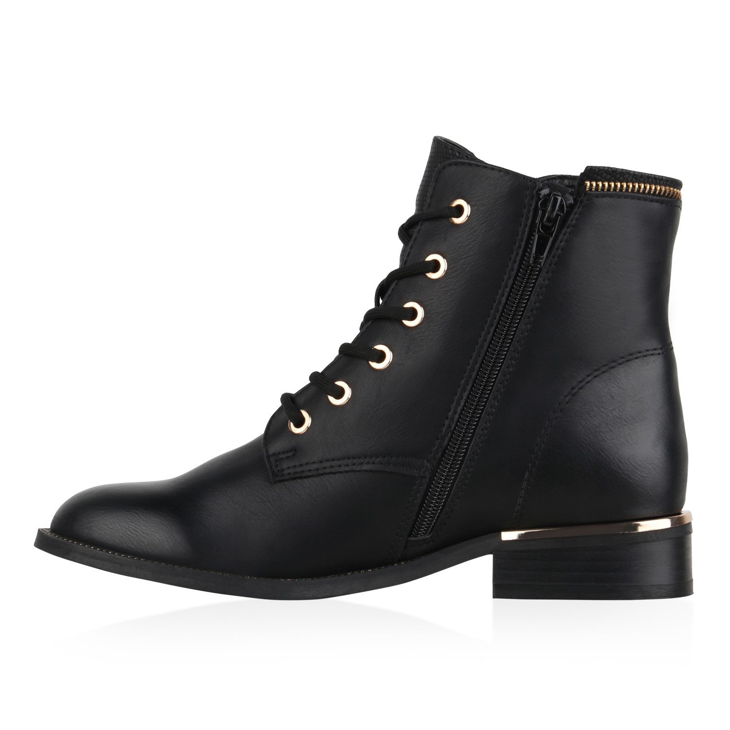 VAN HILL 835606 Schnürstiefelette mit Zipper und Ketten-Details günstig online kaufen