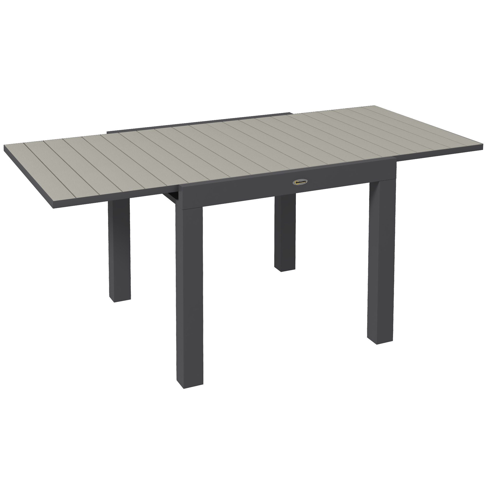 Outsunny Gartentisch Erweiterbarer Esstisch für 6 Personen (Terrassentisch, 1-St., Balkontisch), bis 70 kg belastbar Aluminium Grau 81,162 x 80 x 75 cm