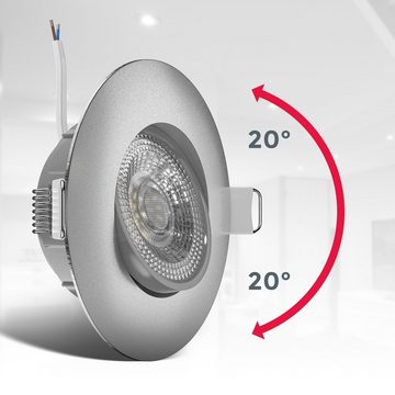 B.K.Licht LED Einbauleuchte BK_EL1279 LED Einbaustrahler, 3er Set, Schwenkbar, Matt-Nickel, LED fest integriert, Warmweiß, Ø6,8cm Lochbohrung, Ø9cm Außenmaß, 5W, 460Lm, 3.000K Warmweiß, IP23