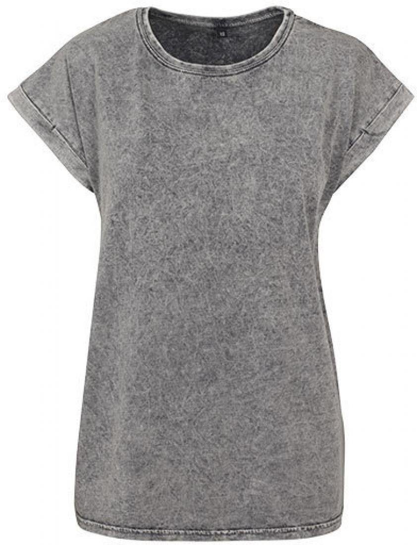 Build Your Brand Rundhalsshirt Damen Acid Washed Extended Shoulder Tee