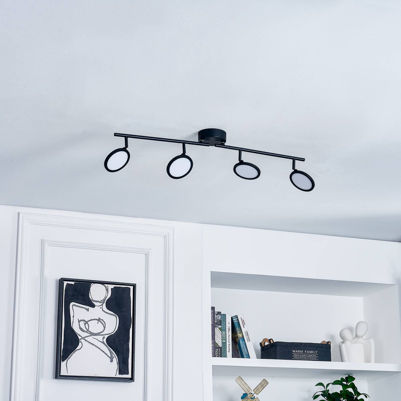 Lindby Deckenstrahler Manel, LED, Metall, Schwarz warmweiß IP20, LED 20 W gesamt, warmweiß