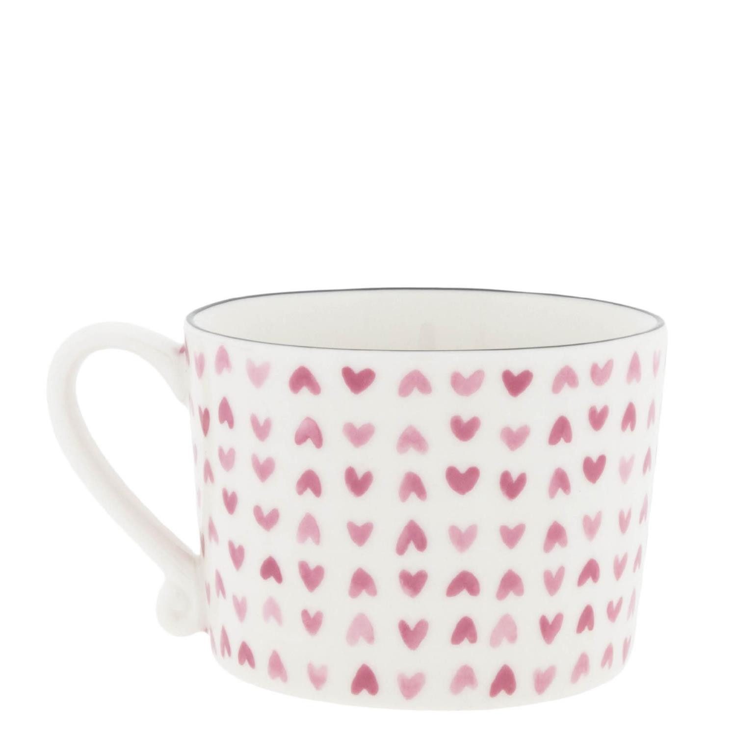 Bastion Collections Tasse Hearts all over, Keramik, Spülmaschinengeeignet, Weiß, Herzen, H: 7cm