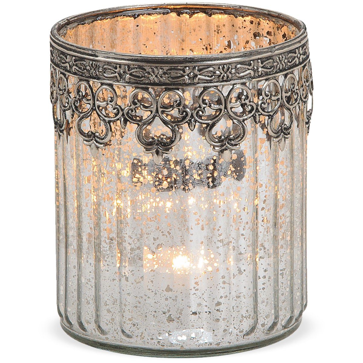HOME HOBBY Windlicht 12 silber Kerzenständer Marokko matches21 cm antik &