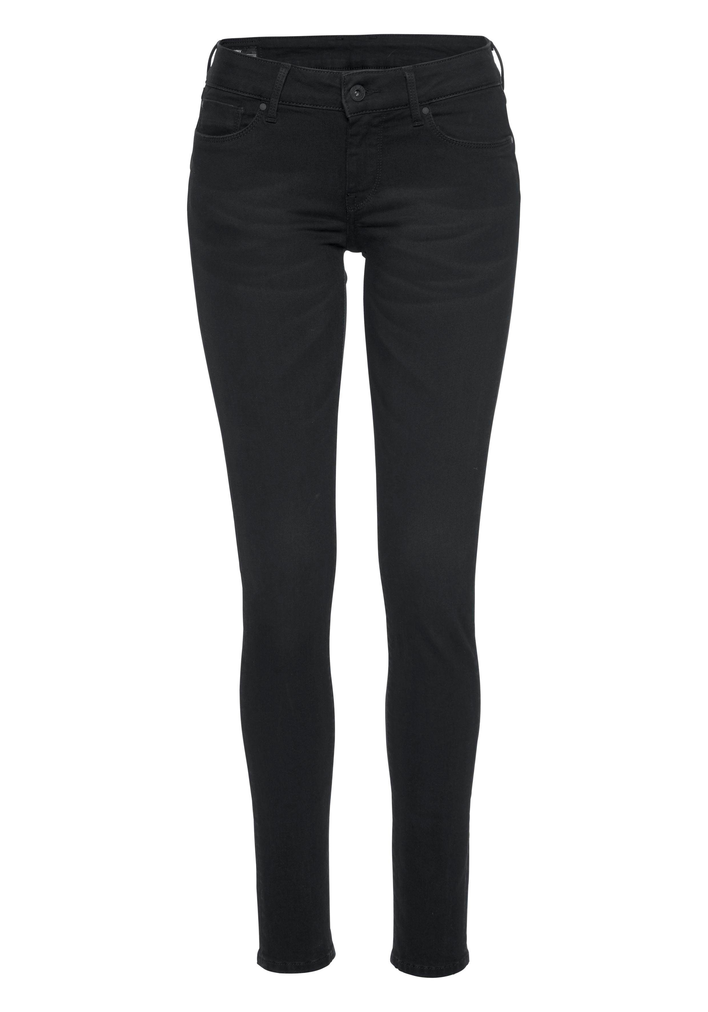 washed S98 Skinny-fit-Jeans Bund Pepe Jeans im und black SOHO mit 5-Pocket-Stil Stretch-Anteil 1-Knopf