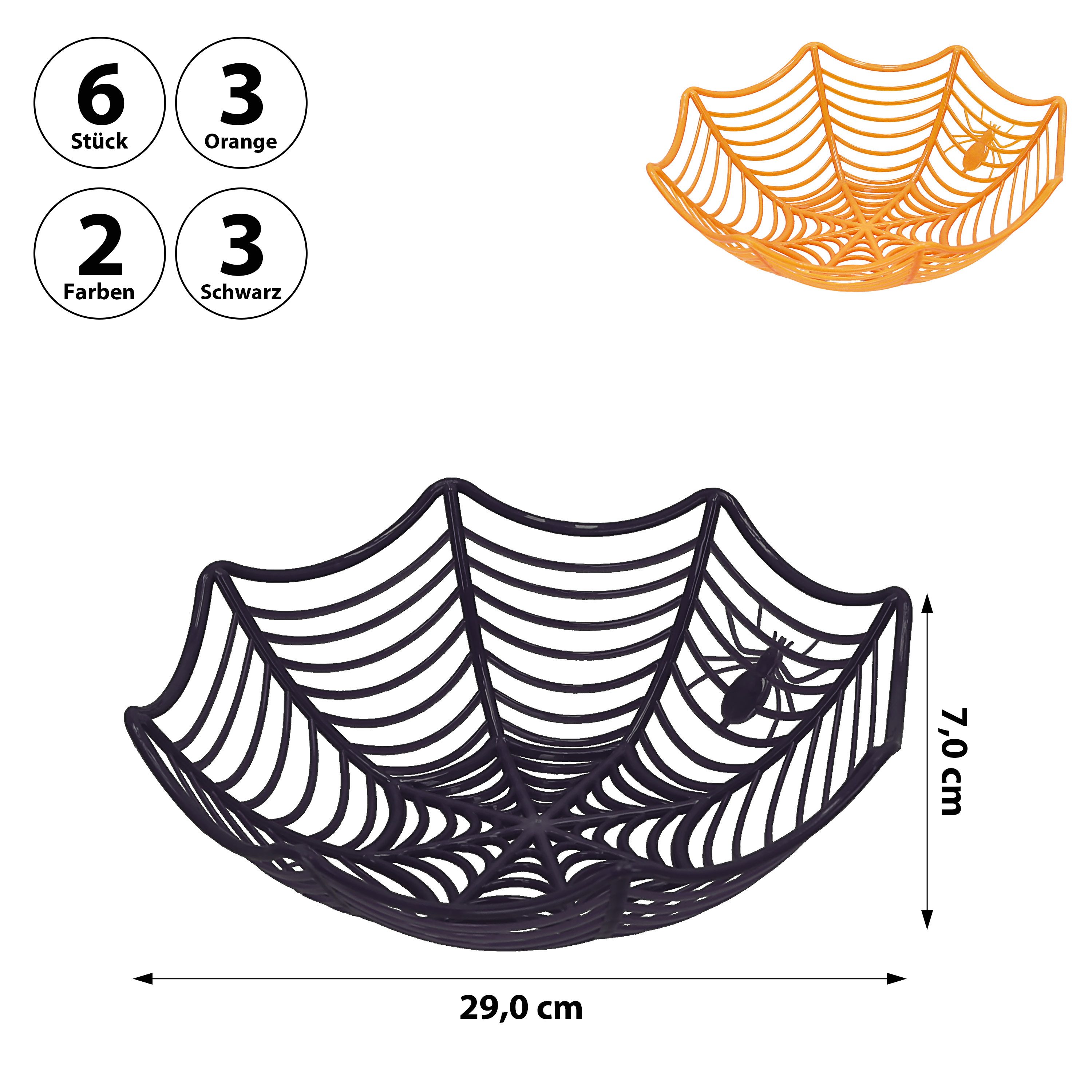 CEPEWA Dekoschale Schale Spinnenetz 6er Set PP orange schwarz 29x7cm Spinne Halloween