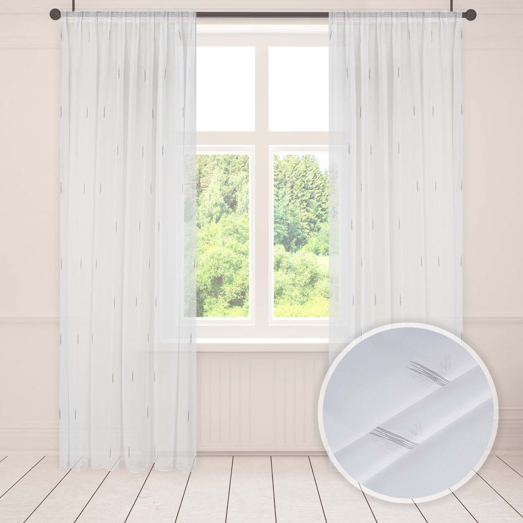 Asphald Gardine mit Scherli Muster Vorhang Pflegeleicht Voile 1:2,5 3er Fal günstig online kaufen