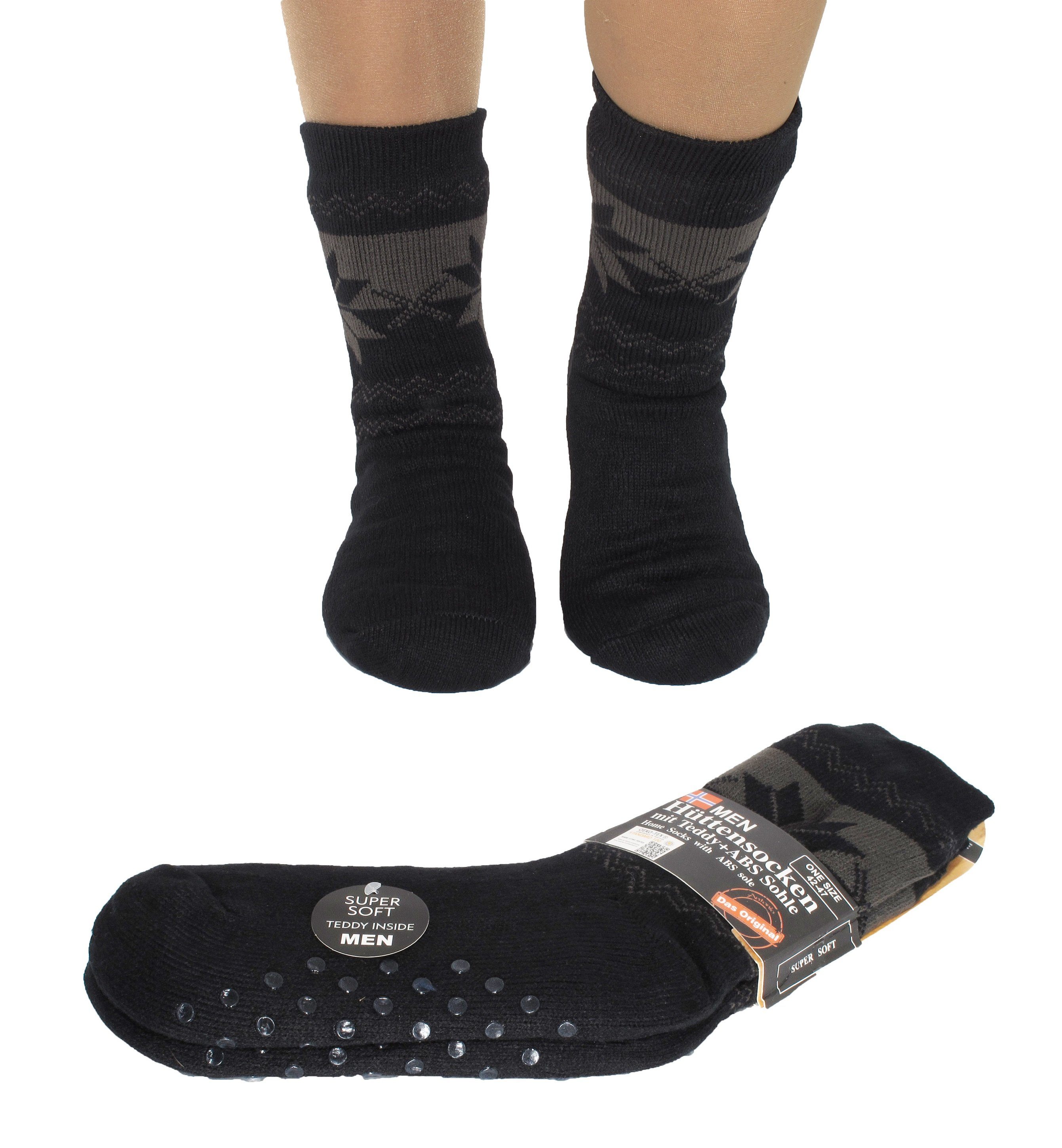 Markenwarenshop-Style Socken Herren Hüttensocken Hüttenschuhe ABS Hausschuhe Teddy Gr.42-47 Farbe: