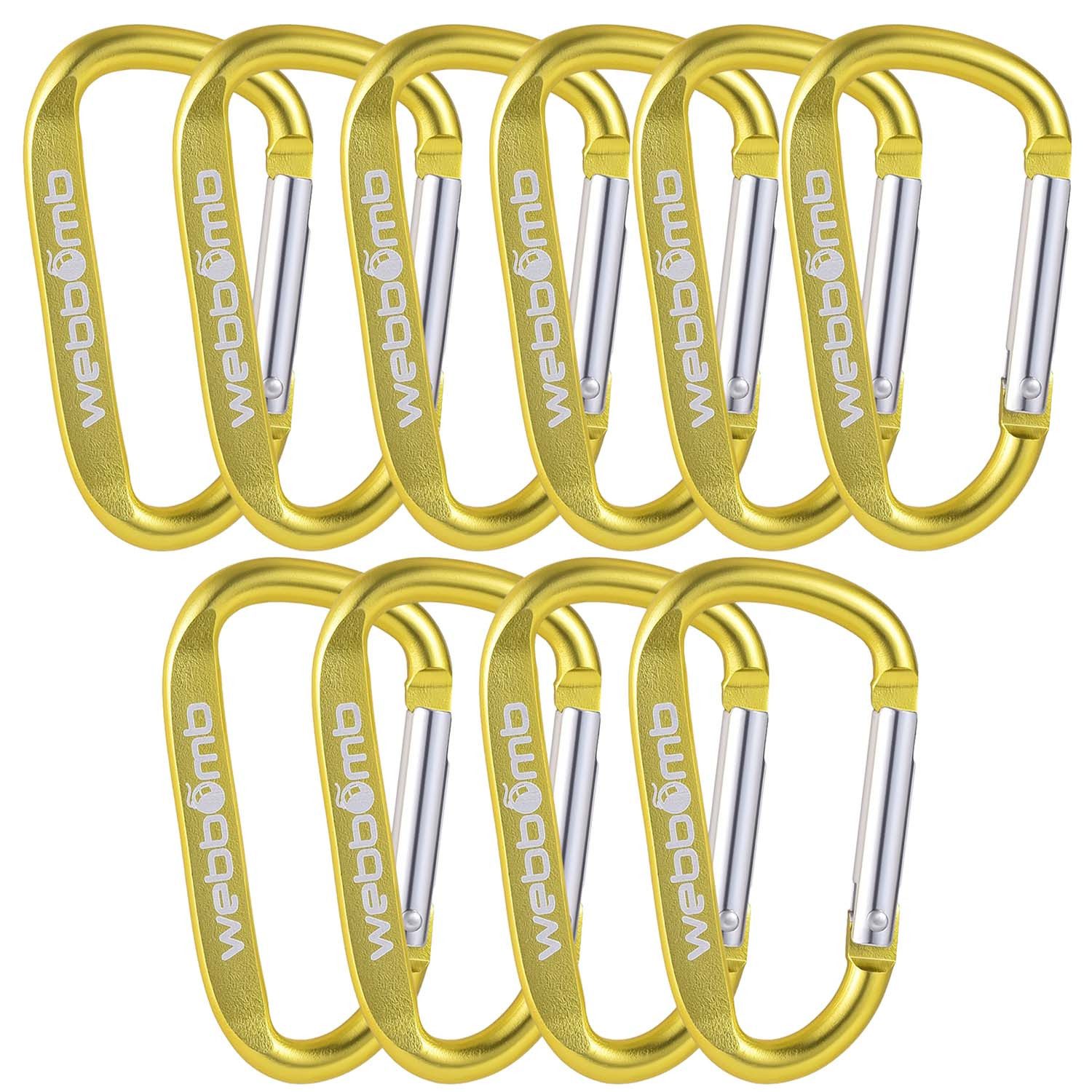 WEBBOMB Karabiner 10 x Bunte Karabinerhaken 6,7/ 8cm Schlüsselanhänger für Camping Sport
