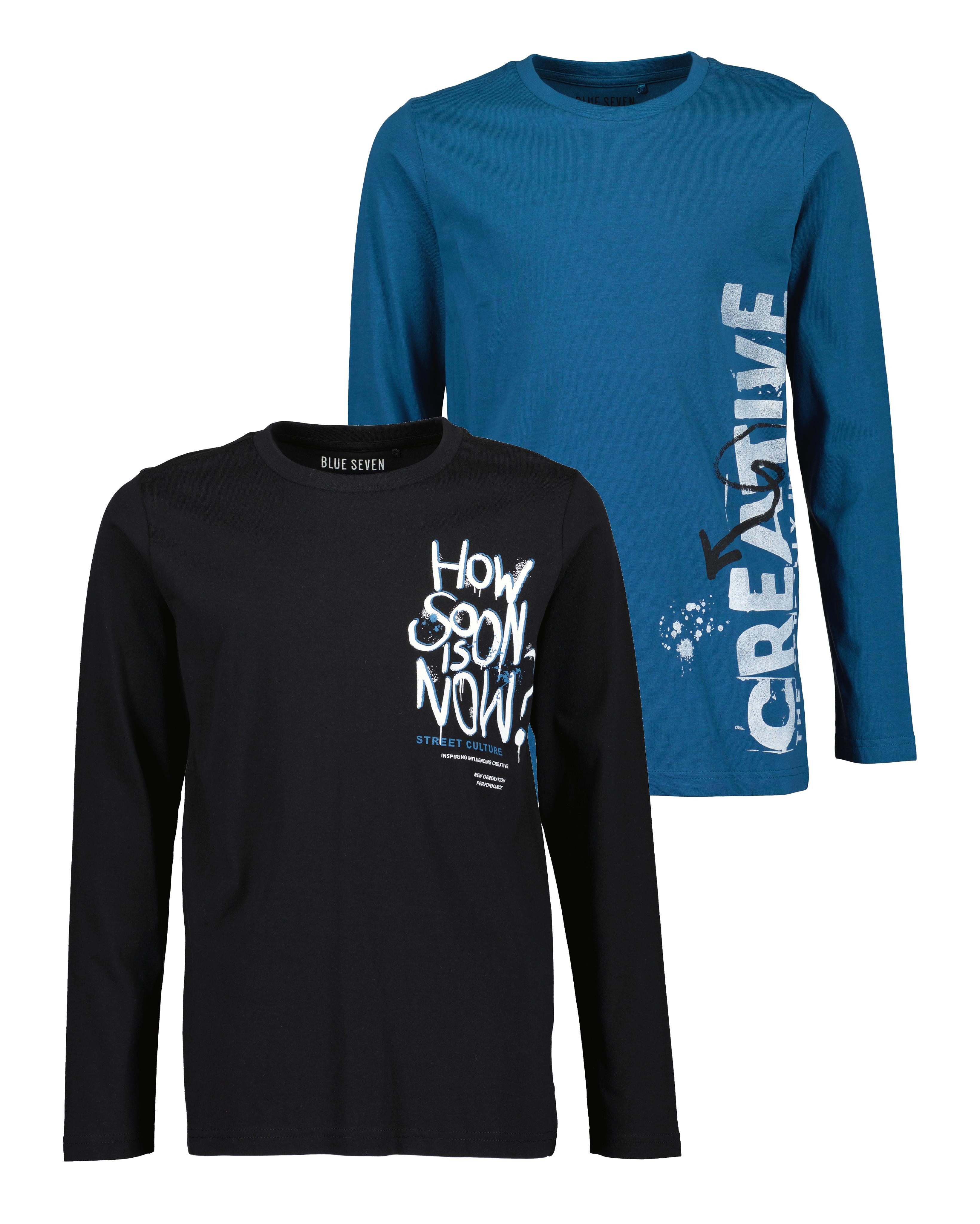 Blue Seven Langarmshirt (Packung, 2-tlg) Baumwolle mit coolen Streetart Drucken