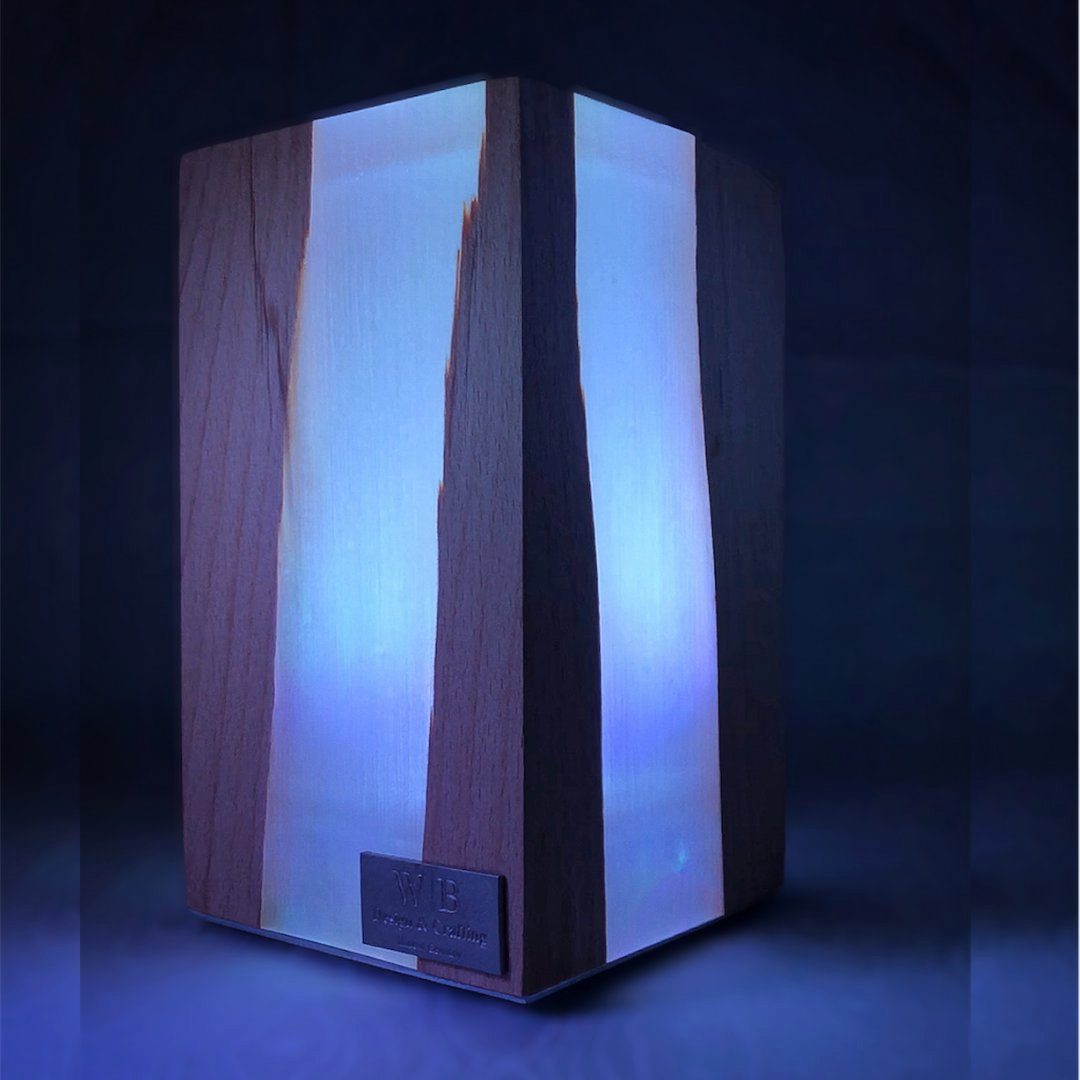 Tischleuchte aus Cube Effekte, Design-Tischlampe viele Innenraum, wählbar LED Farben, ARTECSIS Holz,