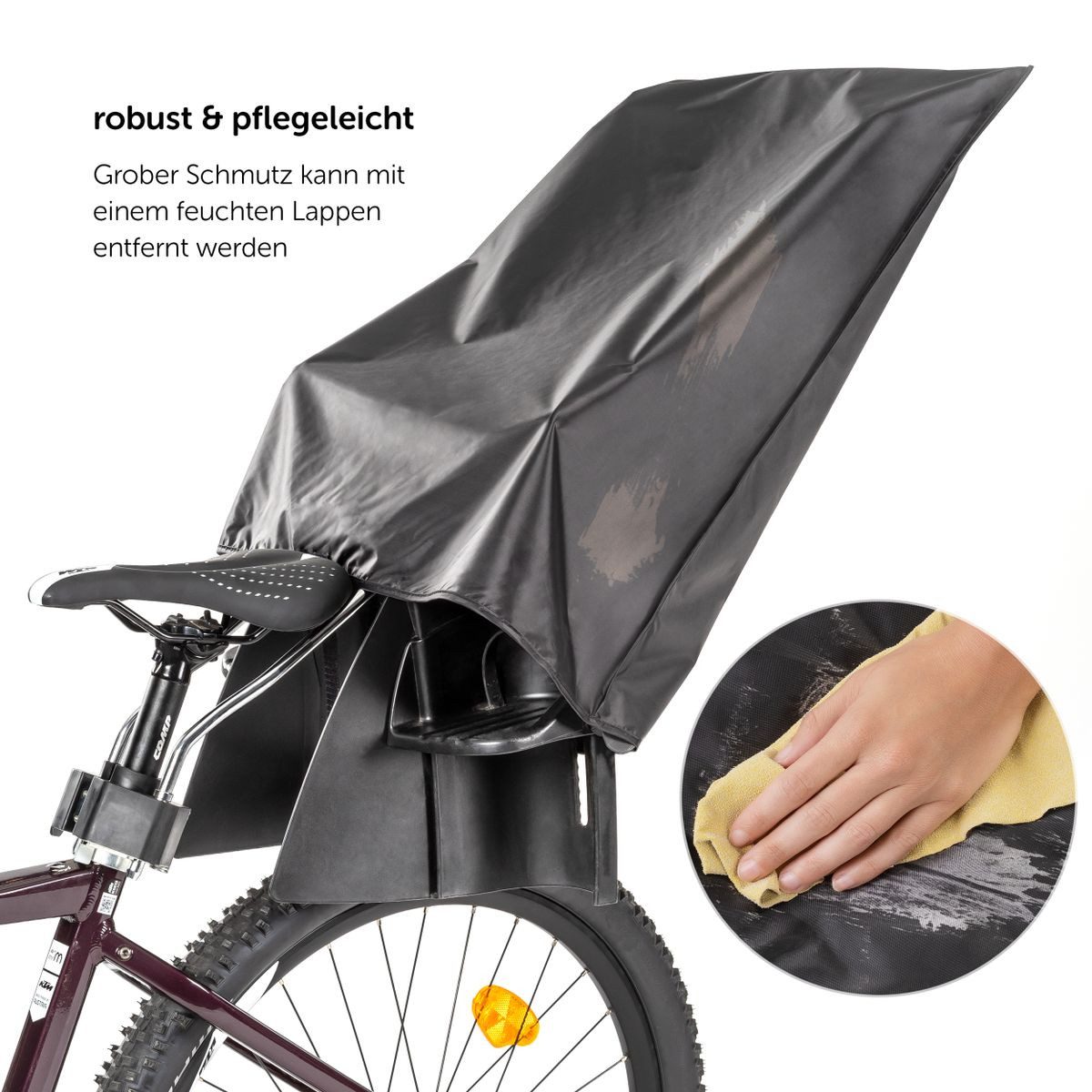 Zamboo Fahrradkindersitz Schwarz, Regenschutz für Fahrradkindersitz Abdeckung Kinder Fahrradsitz – Bild 4 von 5