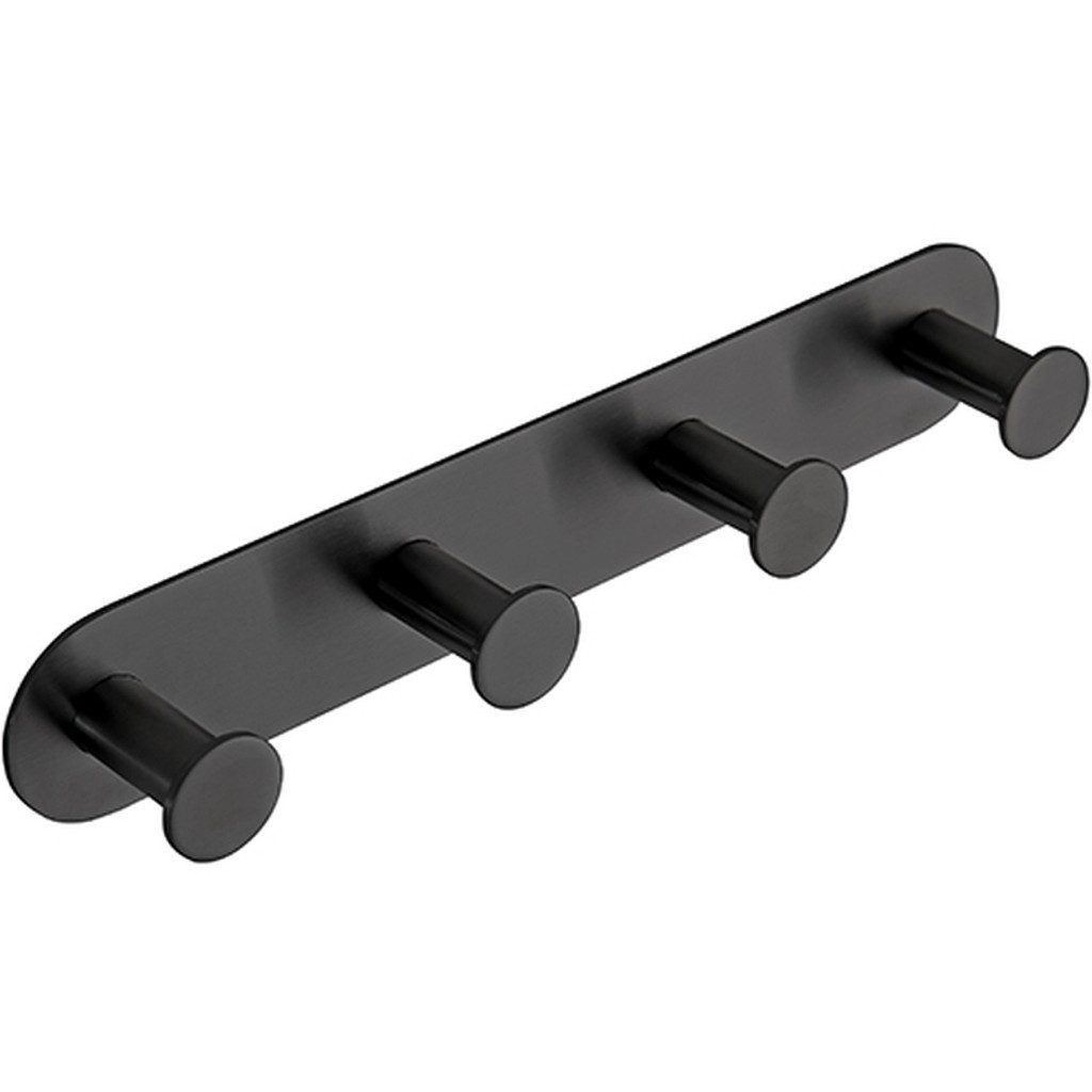 BRILLANTBAD® Hakenleiste BEASY Hakenleiste Edelstahl Schwarz für Bad & Küche >> Kleben