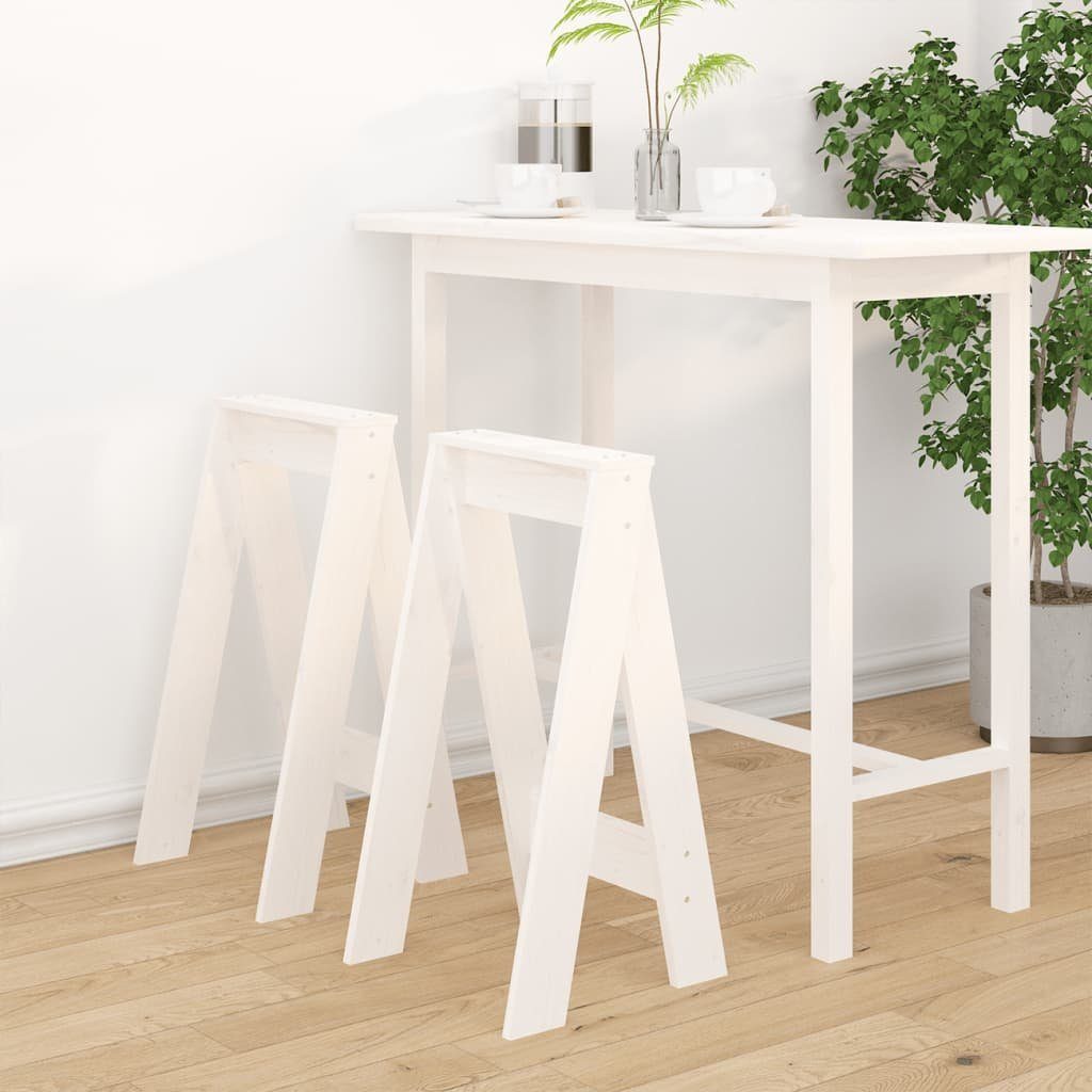 Fußhocker Hocker 2 Stk Weiß 40x40x75 cm Massivholz Kiefer Essplatz Hochstühle Ba