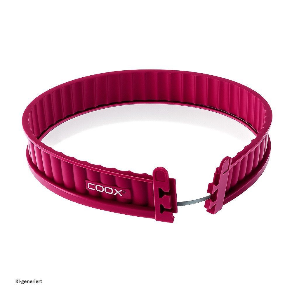 coox Quicheform Quicheform 26 cm mit Glasboden Silikon Tarteform dunkelrot, (Stück 1-tlg), Hitzebeständig bis 230°C und kälteresistent bis -40°C