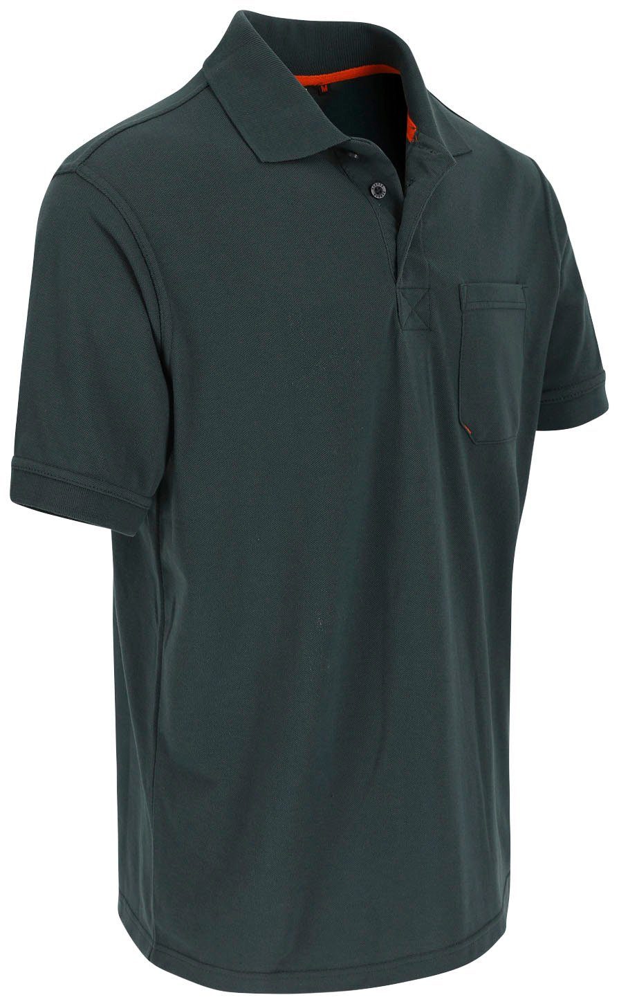 Poloshirt Rippstrick-Kragen und Leo Polohemd verschiedene 1 grün Farben Bündchen, Herock Kurzärmlig Brusttasche,