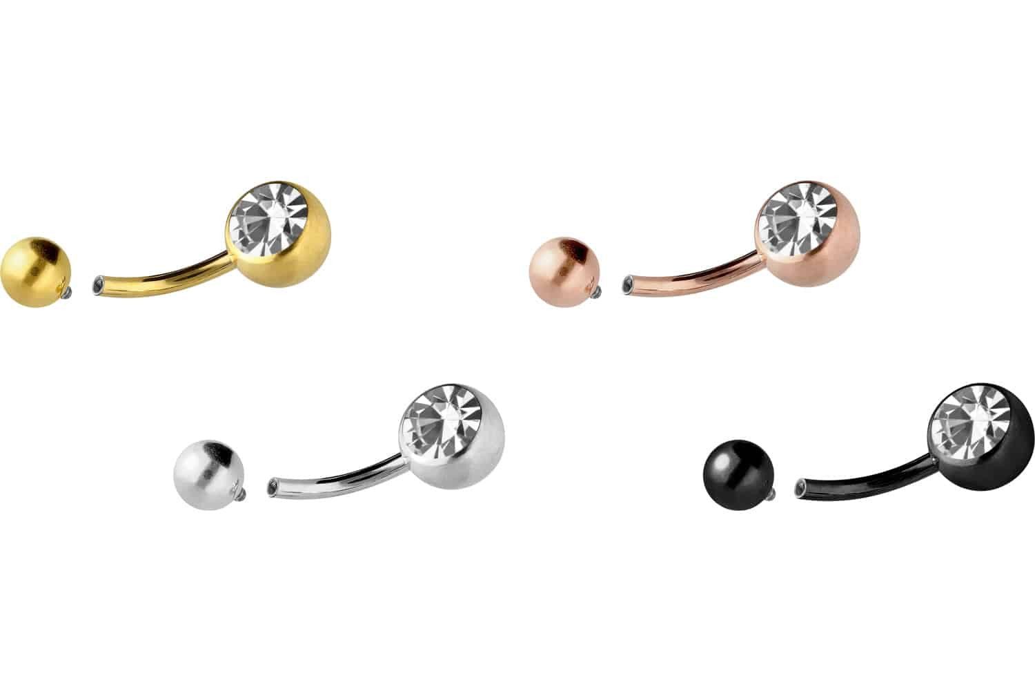 PIERCINGLINE Bauchnabelpiercing Titan Bananabell mit Innengewinde KRISTALL (Bananabells, 1-tlg) – Bild 2 von 3