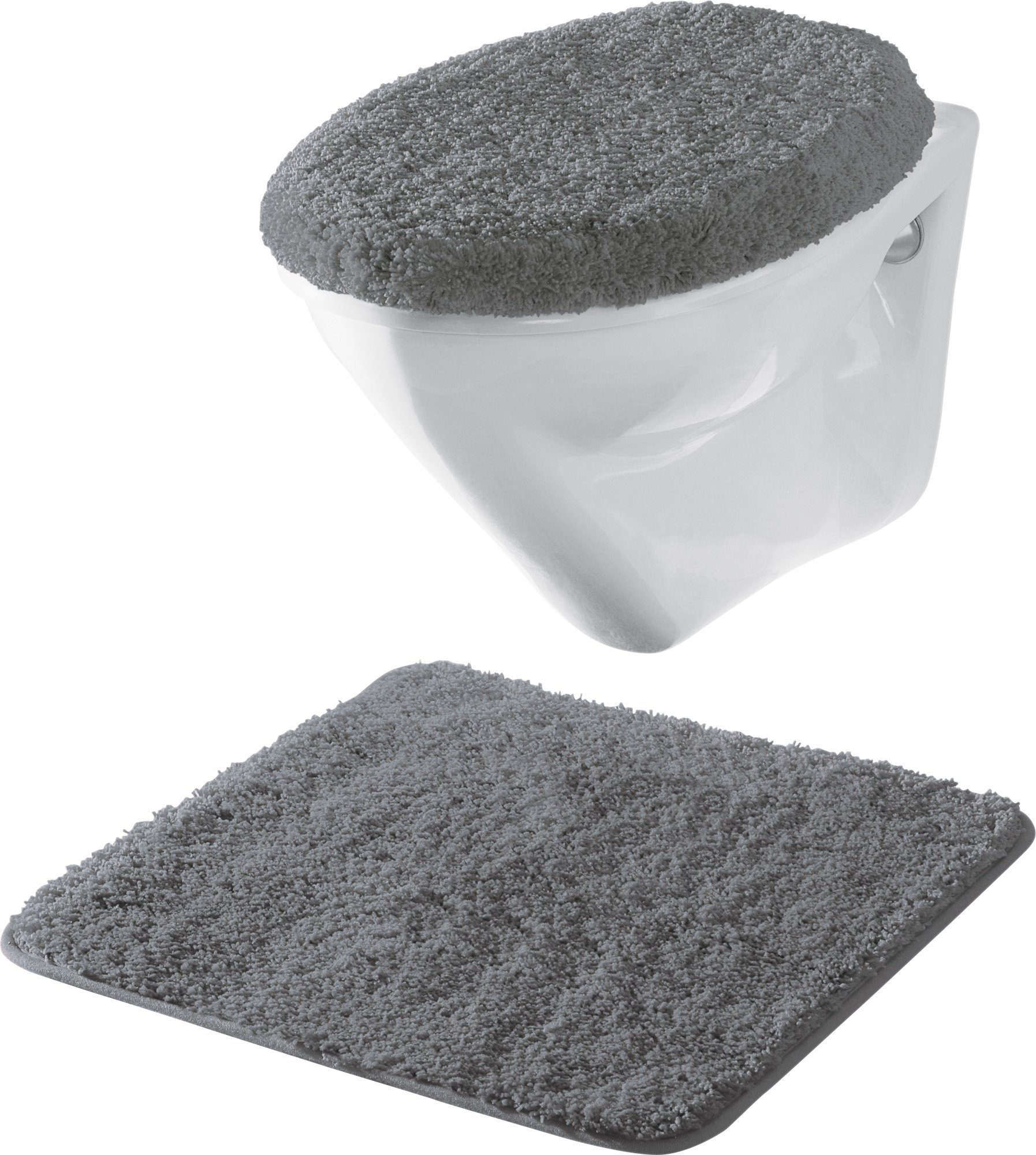 Erwin Müller Badematte Hänge-WC-Set "Rhodos" 2-teilig, Gummizug:, eckig, Uni