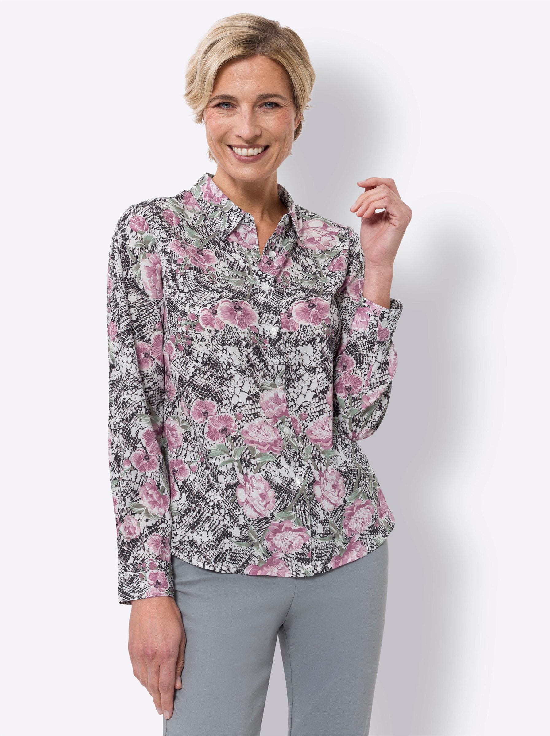 Sieh an! Klassische Bluse Druckbluse Langarm günstig online kaufen