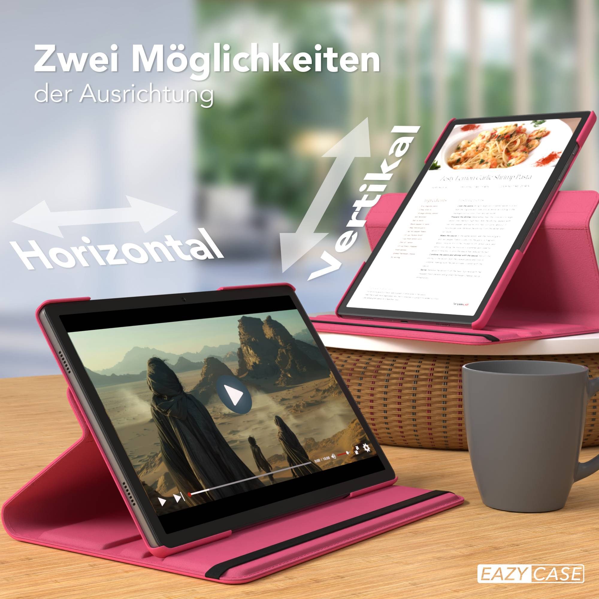 EAZY CASE Tablet-Hülle Rotationcase für Samsung Galaxy Tab A11 Plus 11 Zoll, Klapphülle zum Aufstellen Rundum Hülle Book Tablet Slim Klappcase Pink – Bild 5 von 5