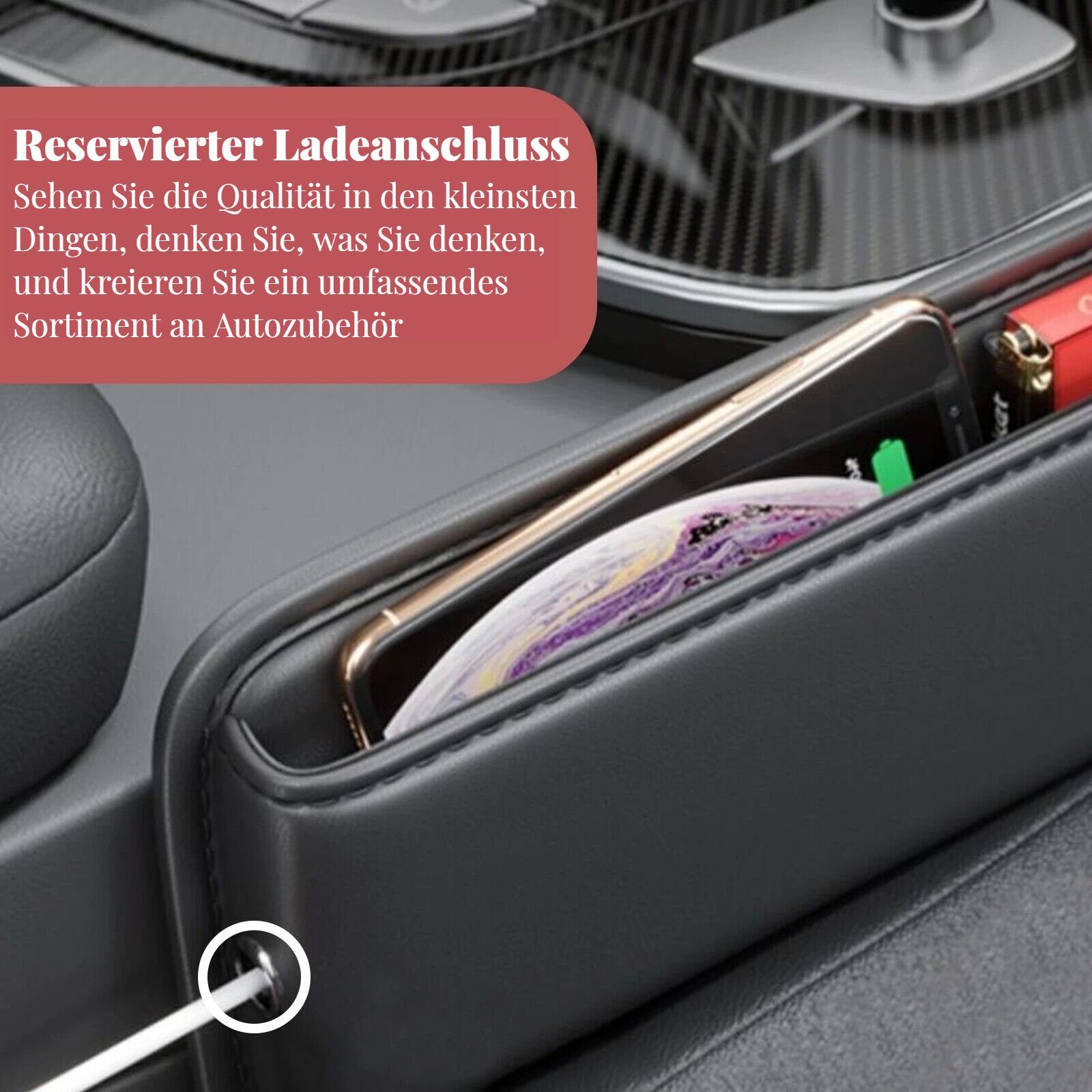 JOYOLEDER Aufbewahrungsbox Ordnungsboxen Sortimentskasten Autositz Gap Organizer, PU (Universal (1 St) Schwarz)