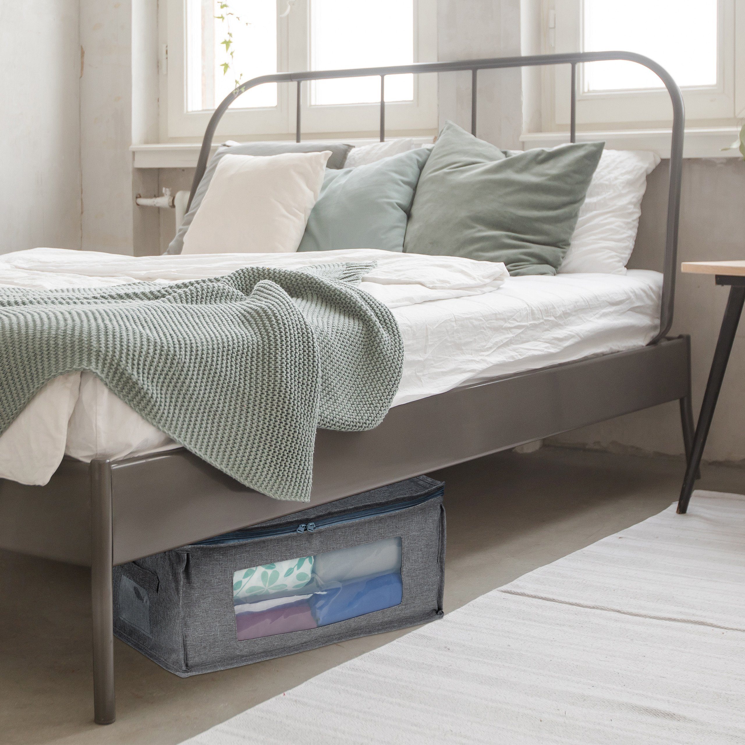 relaxdays Unterbettkommode Aufbewahrungstasche 3er Set (3 St), grau – Bild 2 von 5