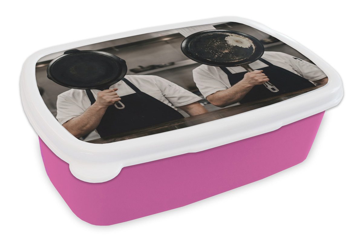 MuchoWow Lunchbox Köche - Bratpfannen - Küche, Kunststoff, (2-tlg), Brotdosen, Lunch Box, Brotbox für Kinder und Erwachsene
