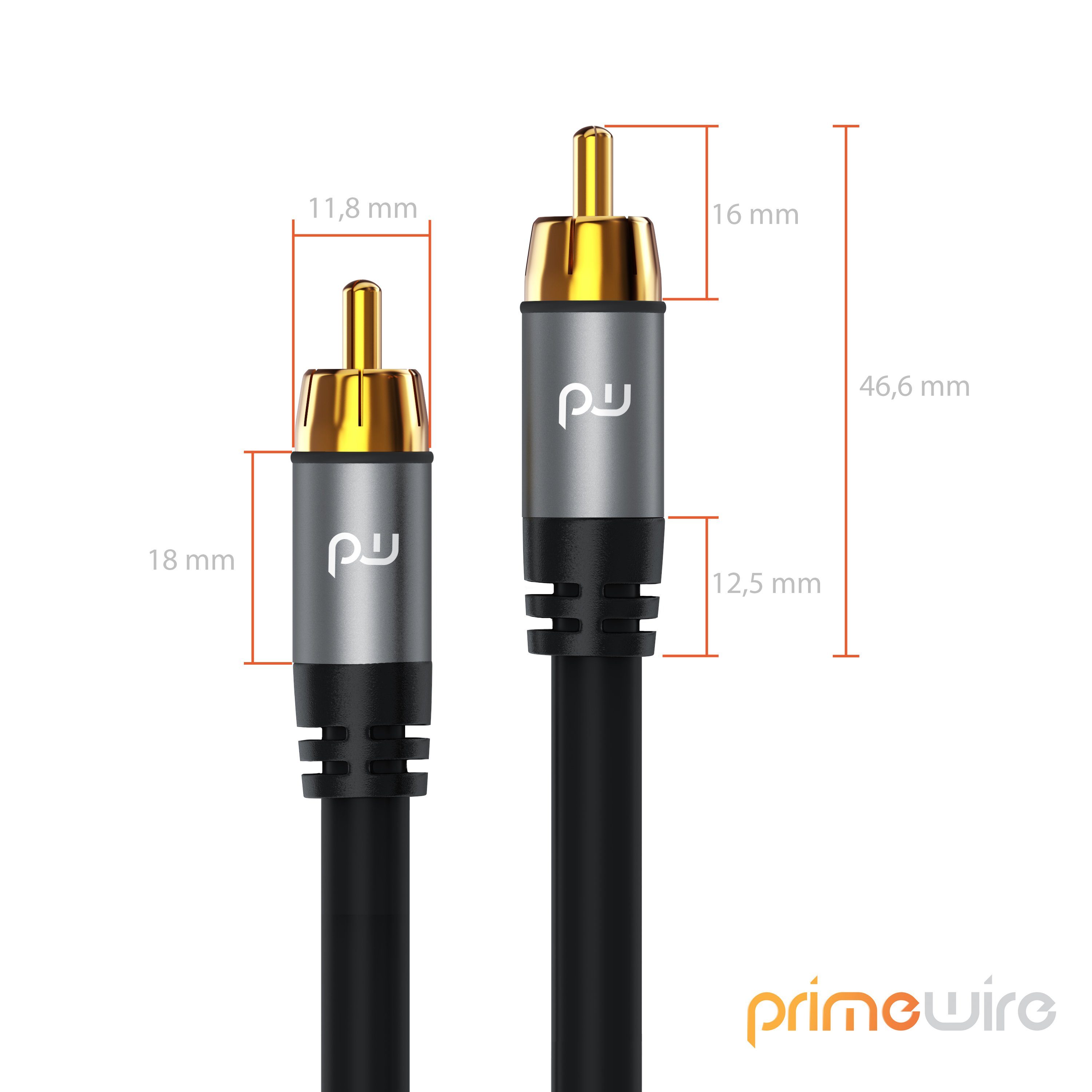 Primewire Audio-Kabel, Cinch, RCA (750 cm), Subwoofer-Cinch Audio-Kabel mehrfach geschirmt - 7,5m