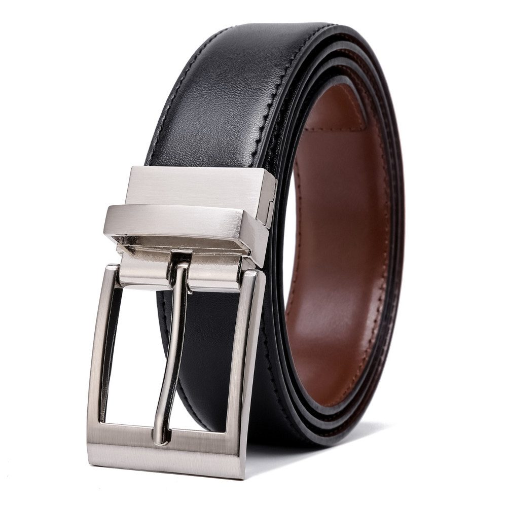 Fomax Ledergürtel Herren 2-in-1 Wende-Gürtel mit Drehfunktion Echtleder Gürtel Schwarz Braun elegant Business Casual kürzbar