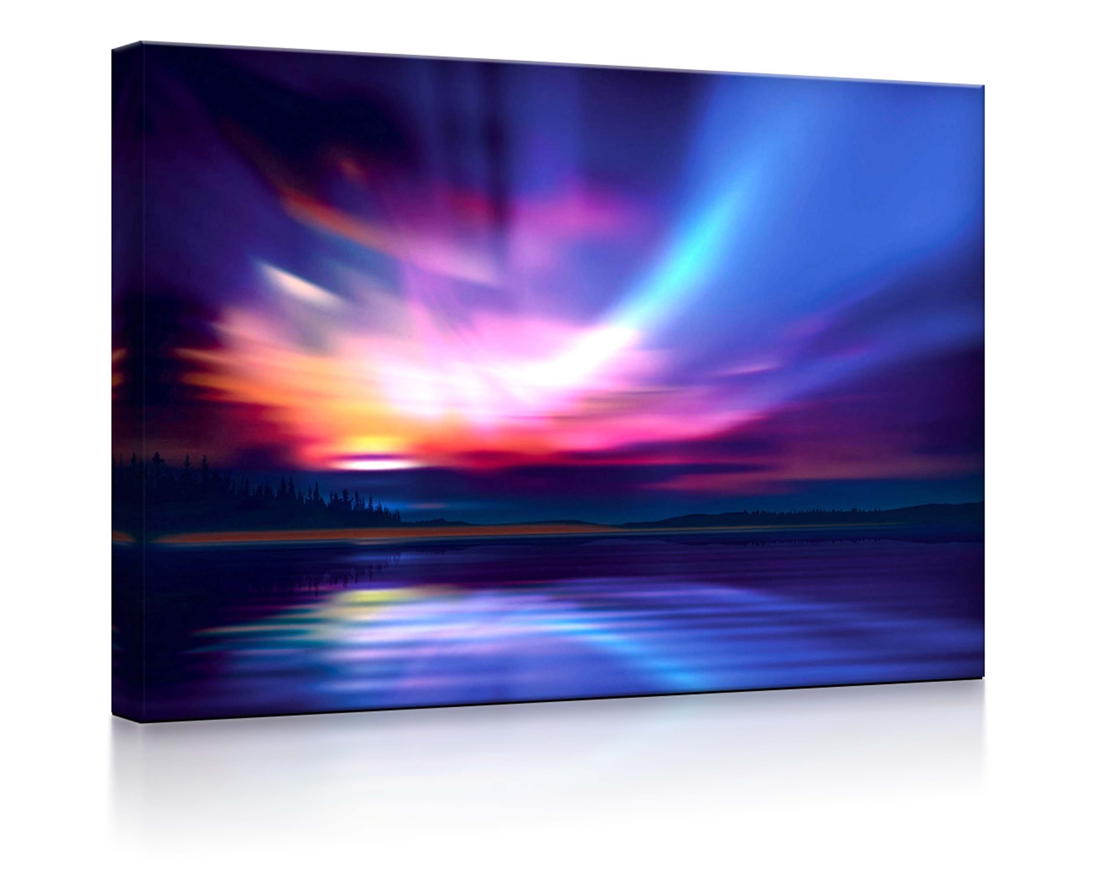 lightbox-multicolor LED-Bild Nordische Polarlichter fully lighted / 60x40cm, Leuchtbild mit Fernbedienung