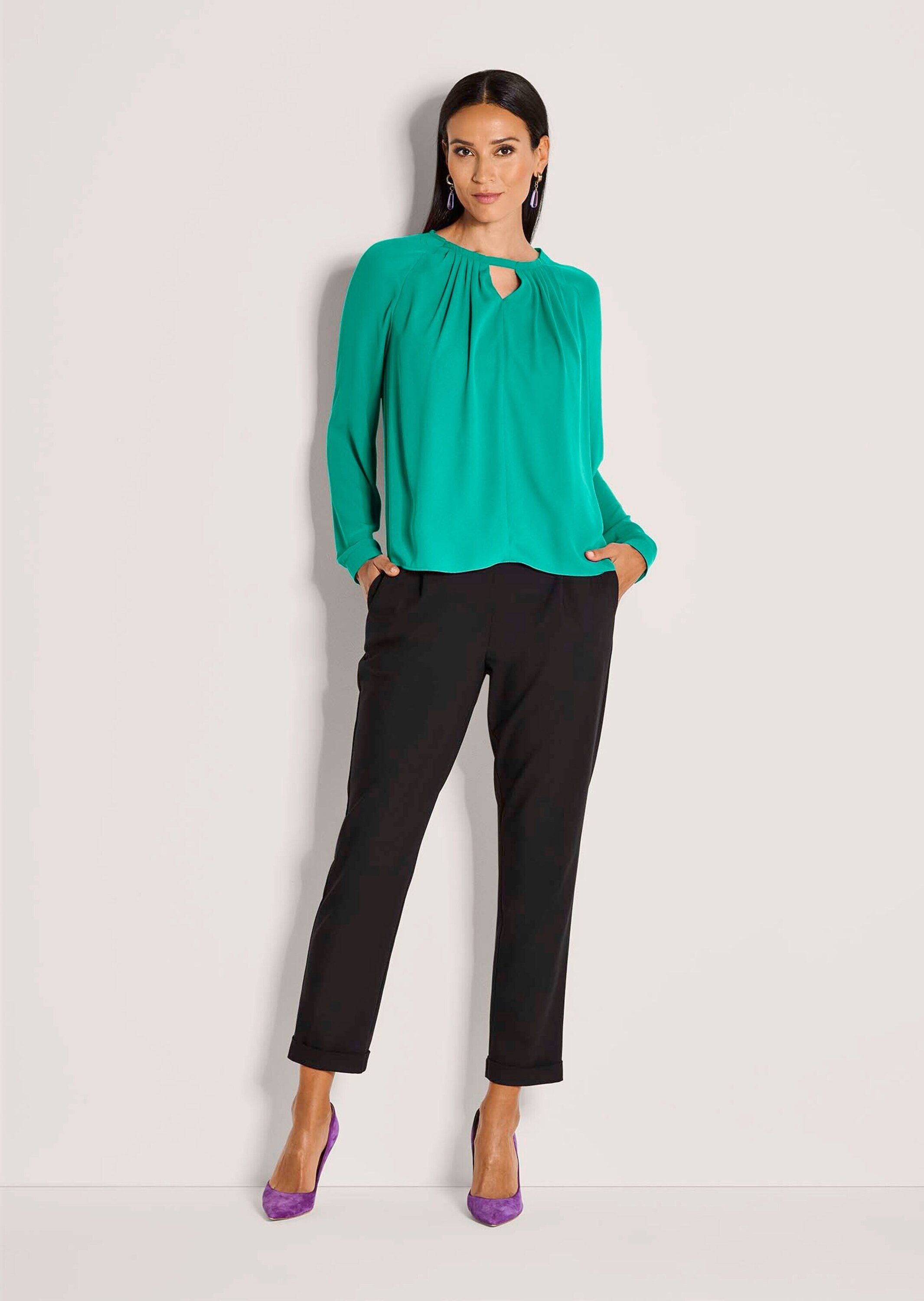 MADELEINE Langarmbluse Elegante Bluse mit V-Ausschnitt Zarte Falten mit sem günstig online kaufen