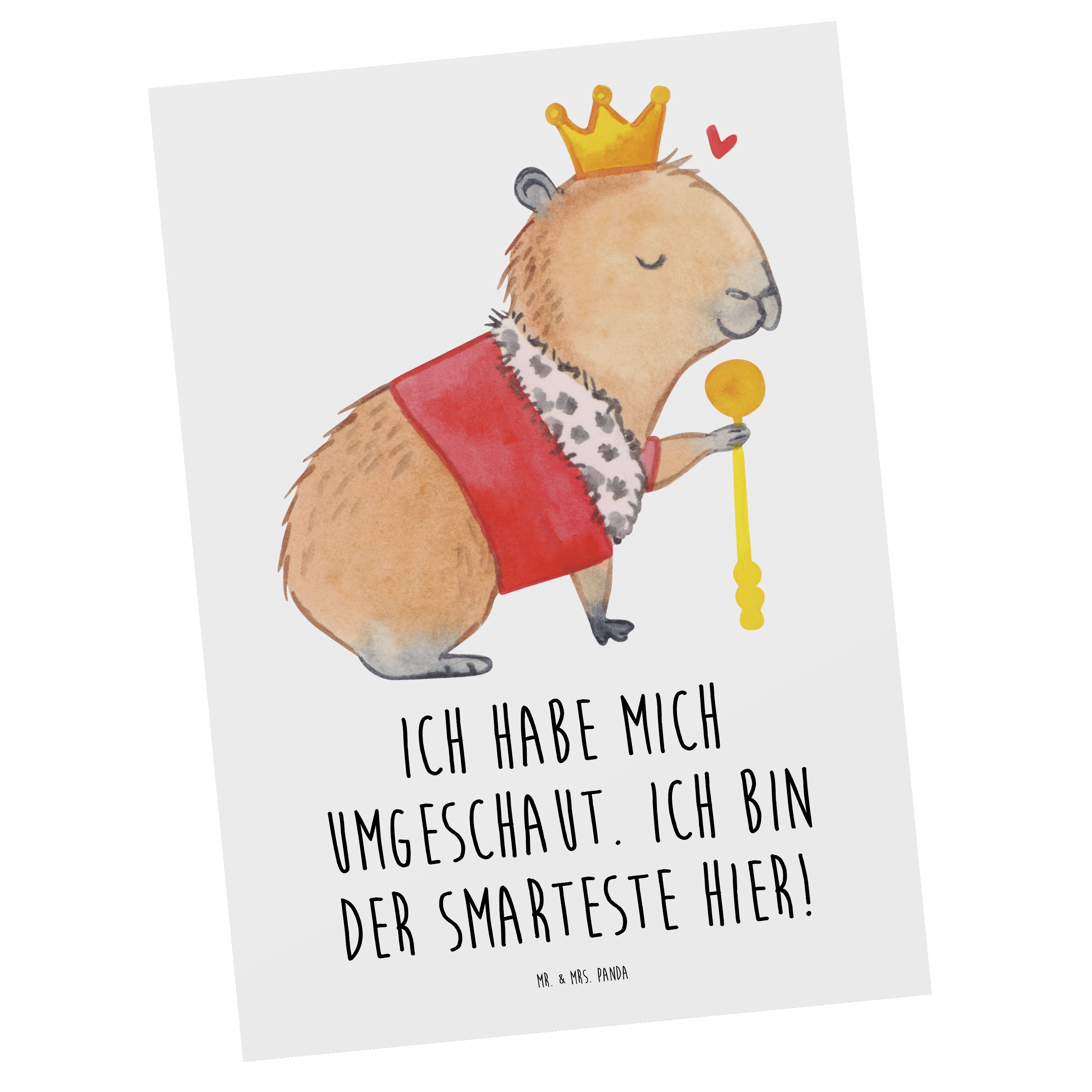 Mr. & Mrs. Panda Postkarte Capybara König - Weiß - Geschenk, Tiermotive, Karte, Einladungskarte