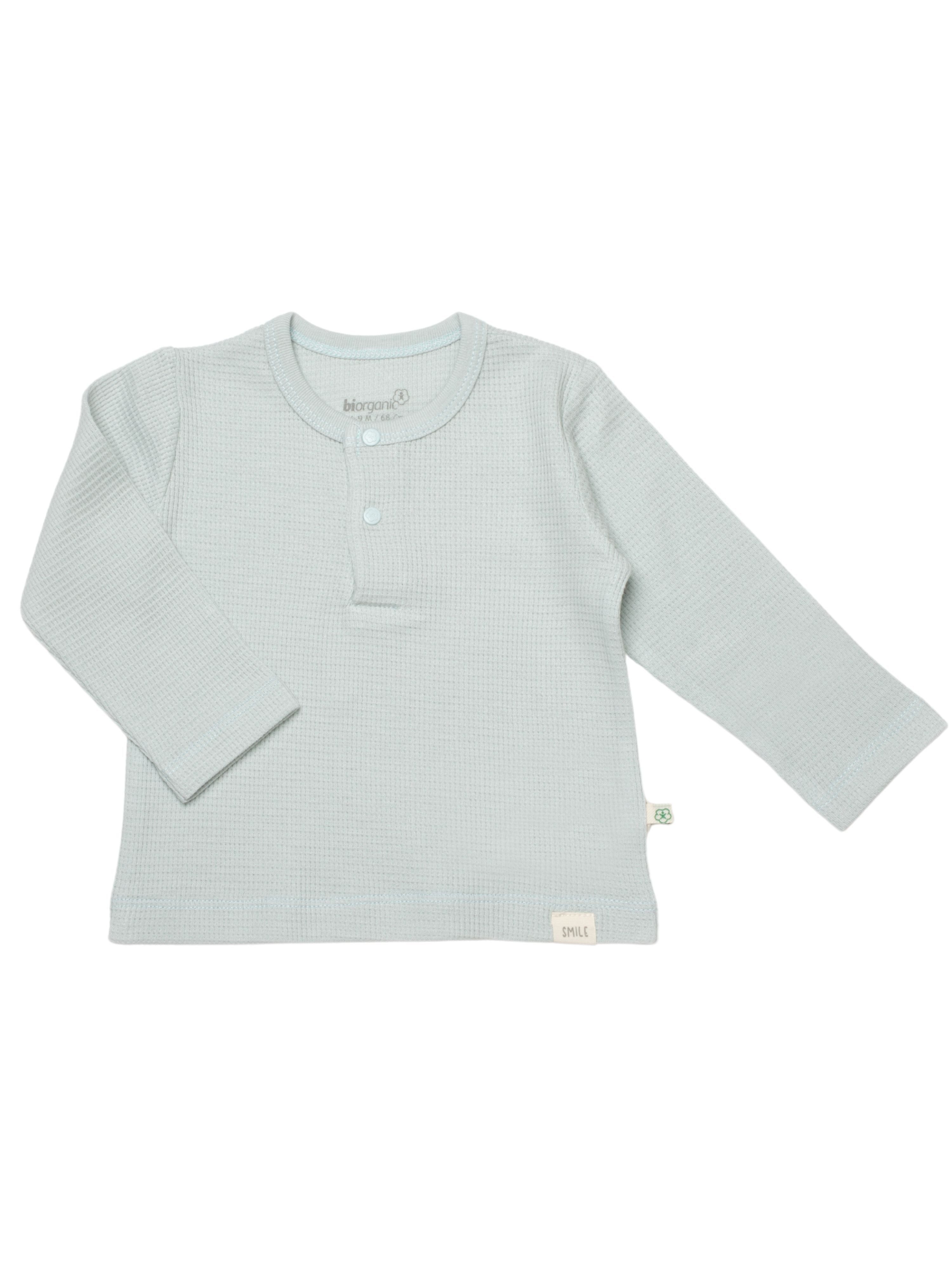 biorganic Langarmshirt & Hose Baby Waffle Smile für Jungen und Mädchen Unisex Langarm (2-tlg., Shirt & Hose) Waffelmuster, Bio-Baumwolle Größe 68-86