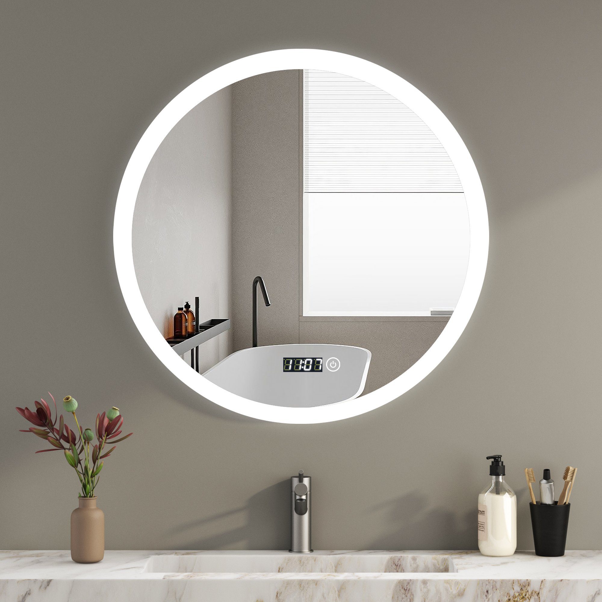 WDWRITTI Badspiegel Led Uhr dimmbar Touch günstig online kaufen