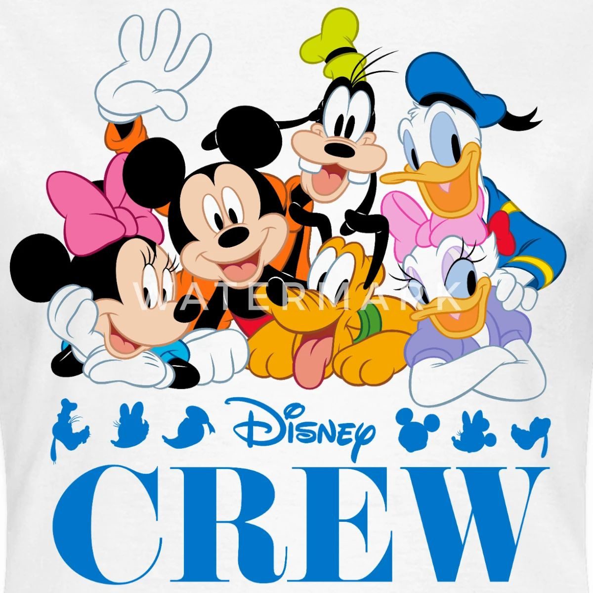 Spreadshirt T-Shirt Mickey & Minnie Pluto Goofy Daisy Donald Crew Frauen T- günstig online kaufen