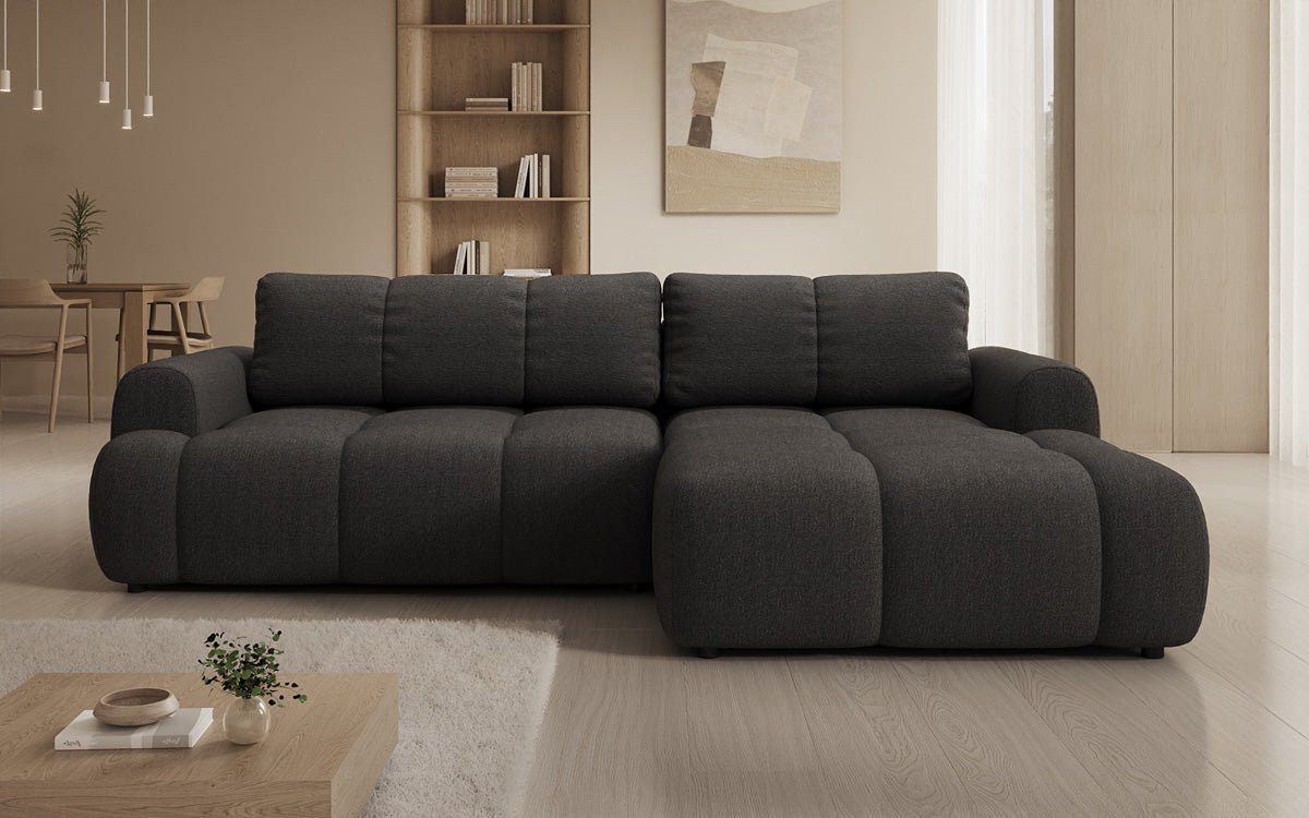 Luxusbetten24 Schlafsofa Designer Sofa Analfi L in Bouclé, mit Stauraum und Schlaffunktion