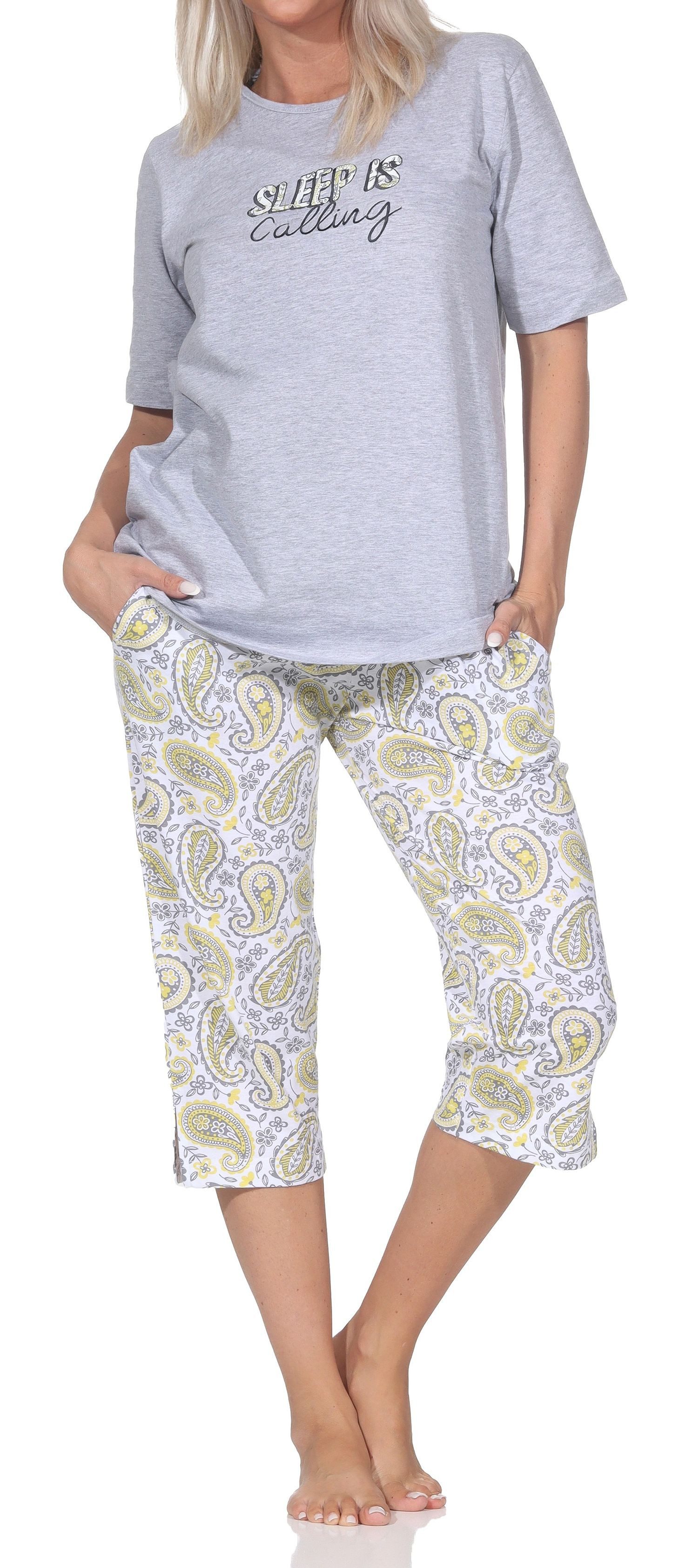 Normann Pyjama Normann Damen Capri-Pyjama kurzarm Paisley-Muster – auch in Übergröße – Bild 3 von 5
