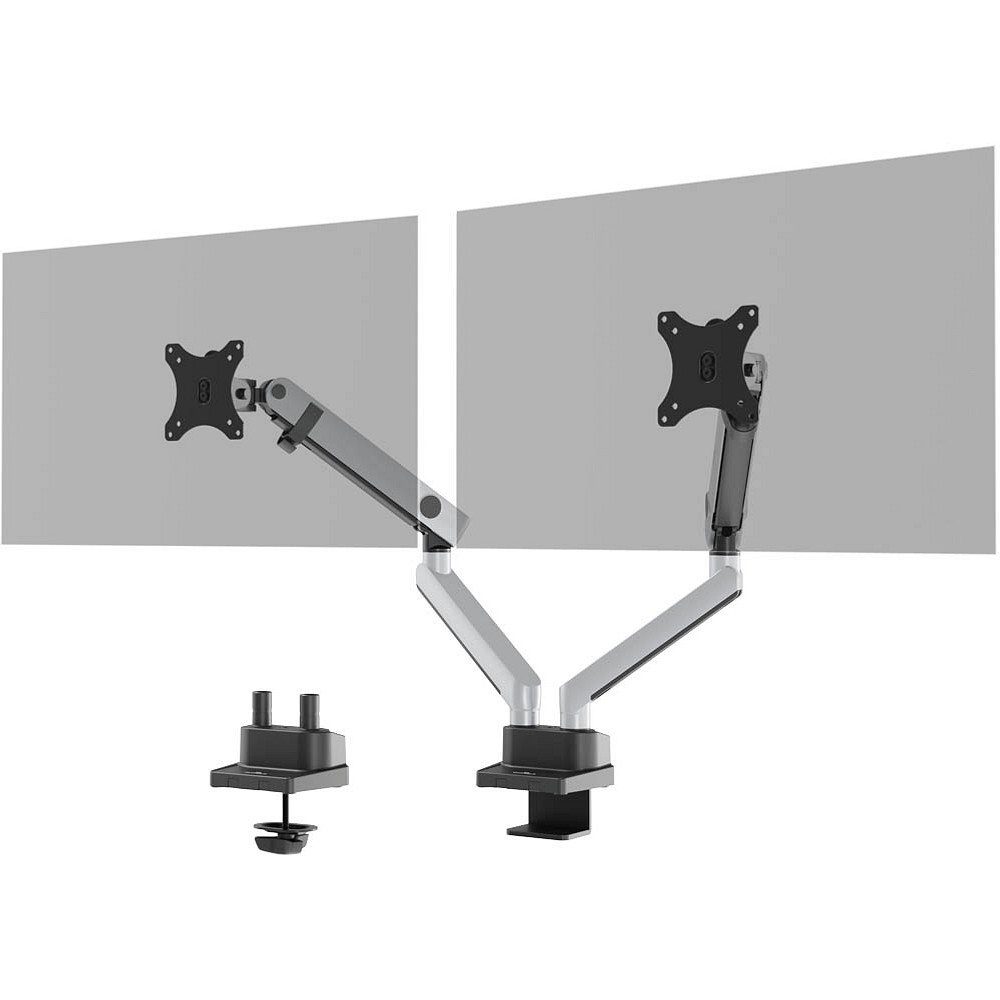 DURABLE Monitor-Halterung 1 Monitor Halterung SELECT PLUS für 2 Monitore - silber, (bis 32.00 Zoll, 1-tlg., VESA Norm = 7,5 x 7,5 cm, 10 x 10 cm)