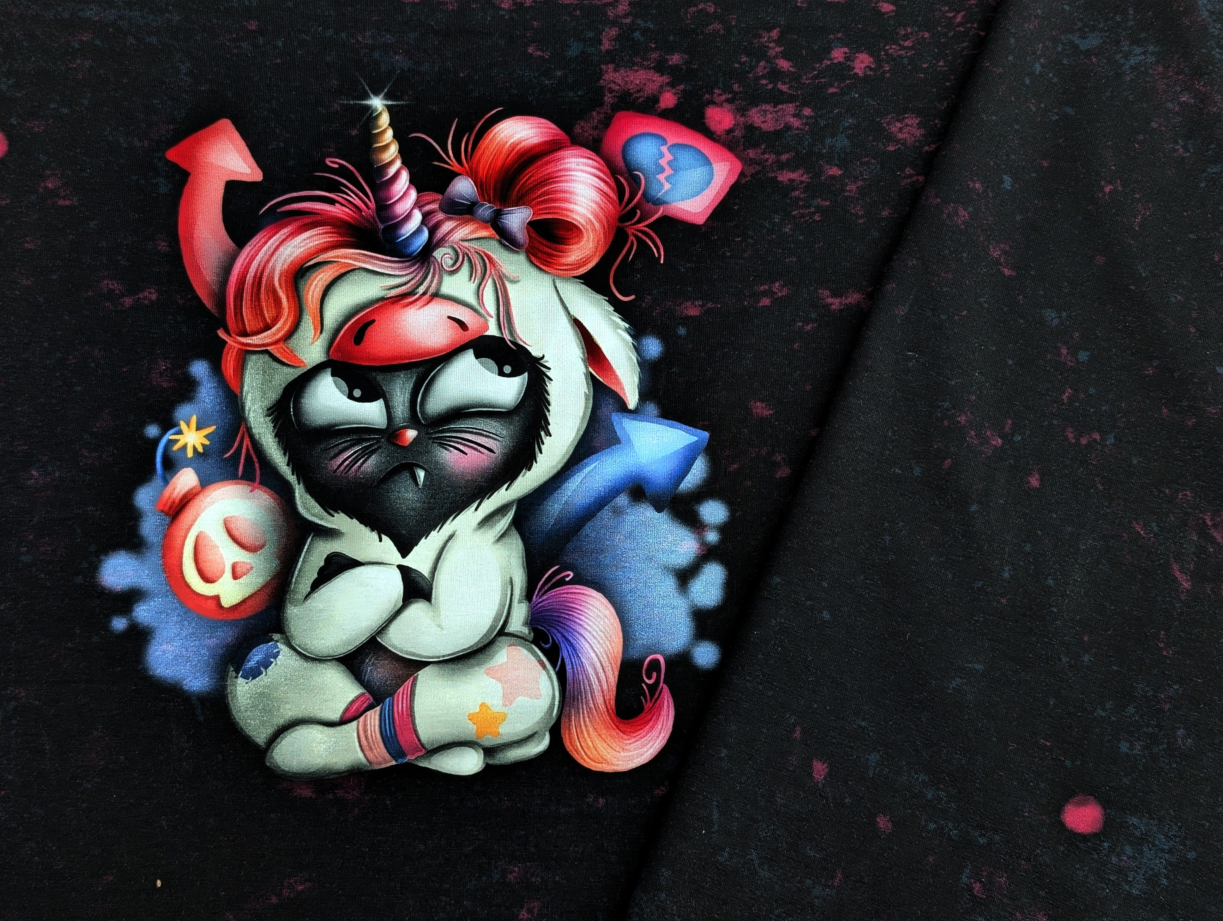 Corileo Stoff EP Baumwolljersey Panel Unikat Einhorn 75 x 180 cm Stoff Meterware