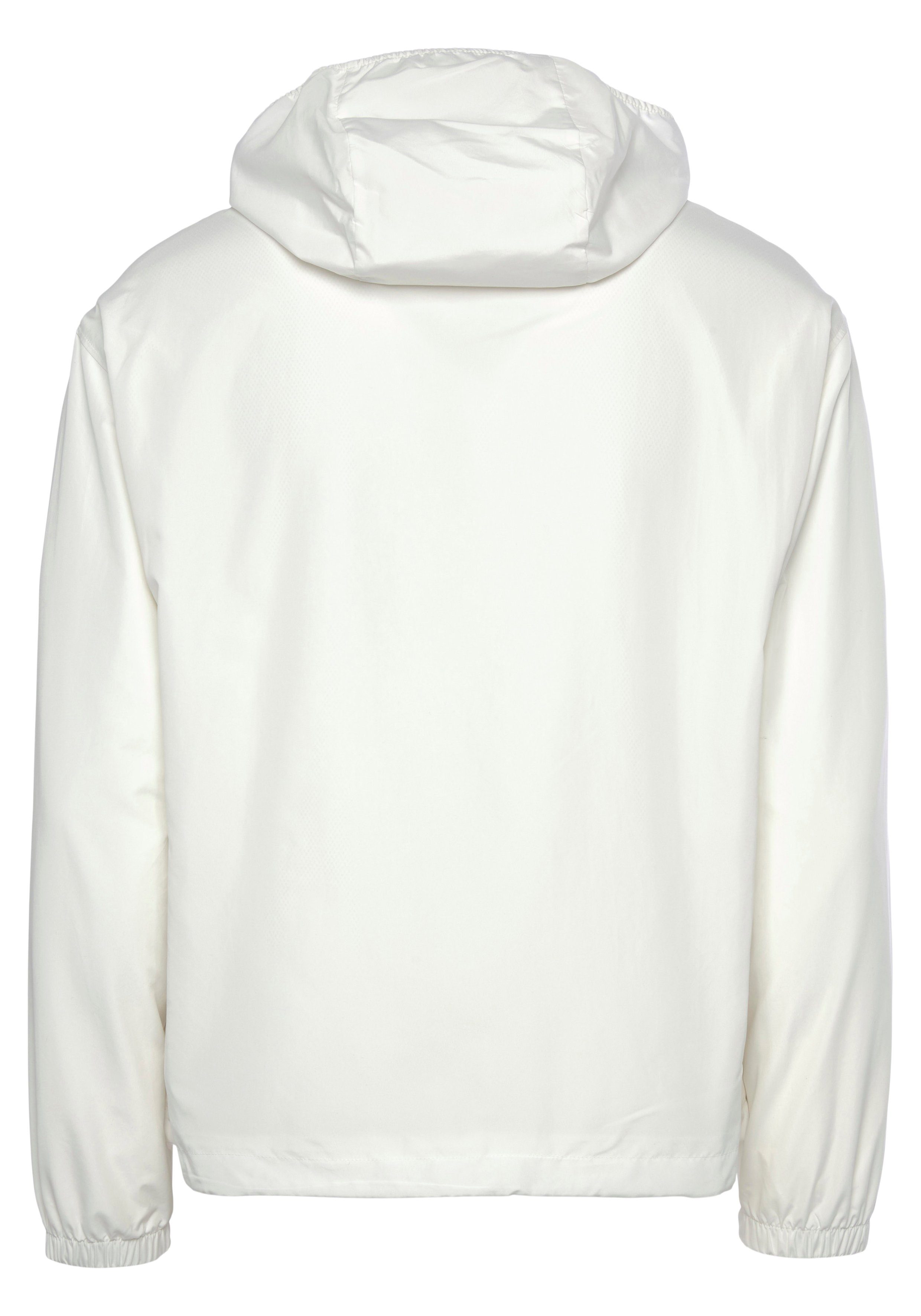 Lacoste Trainingsjacke TRAININGSJACKE wasserabweisende Jacke Tennis Kapuze, weiß abnehmbarer mit Perfekt für