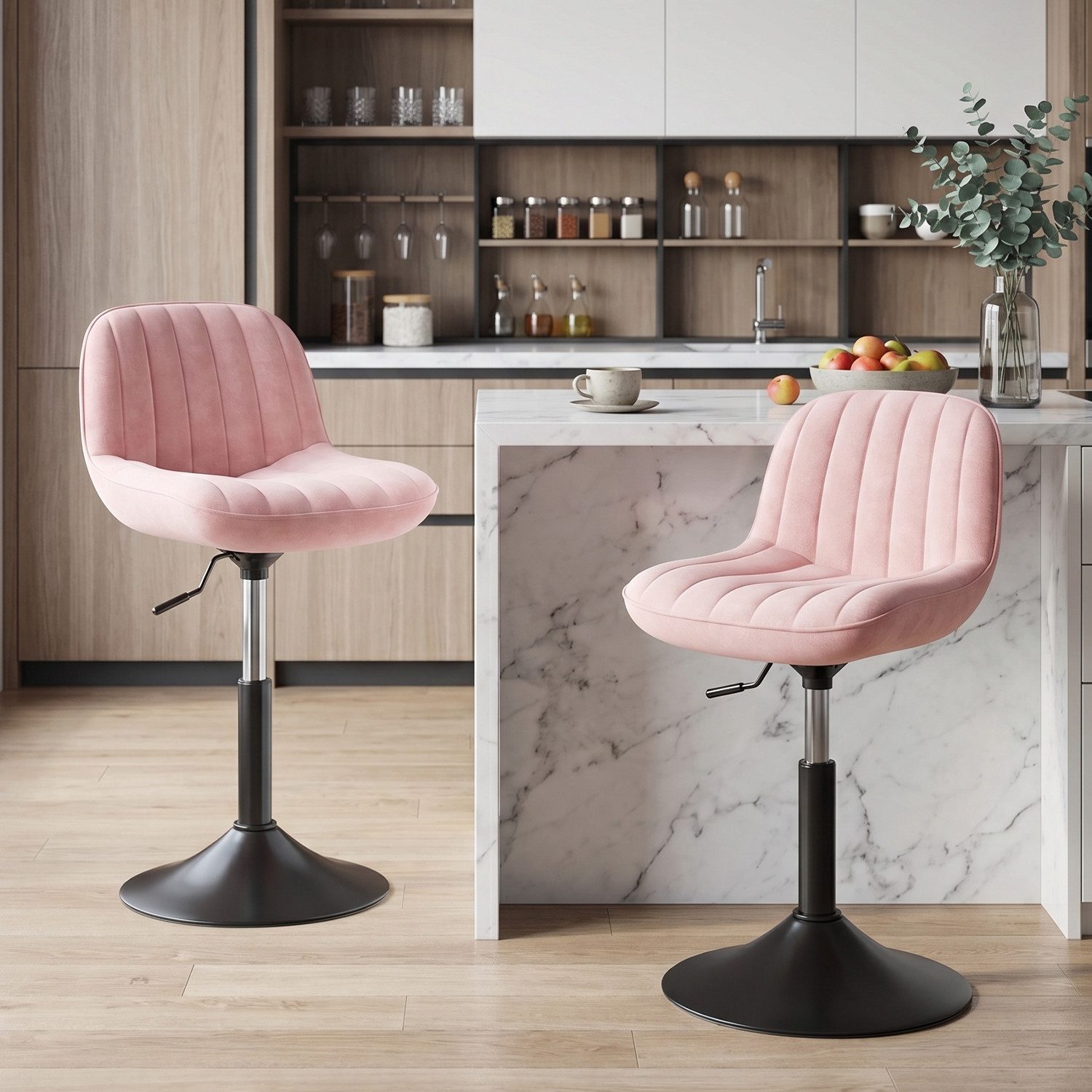 HOMALL Barhocker Höhenverstellbarer, um 360° drehbarer Friseurstuhl Drehstühle (1 St/2 St Barhocker und Schminkstuihle mit doppelter Polsterung, geeignet fur Schminktische, Schlafzimmer, Arbeitszimmer und Esszimmer)