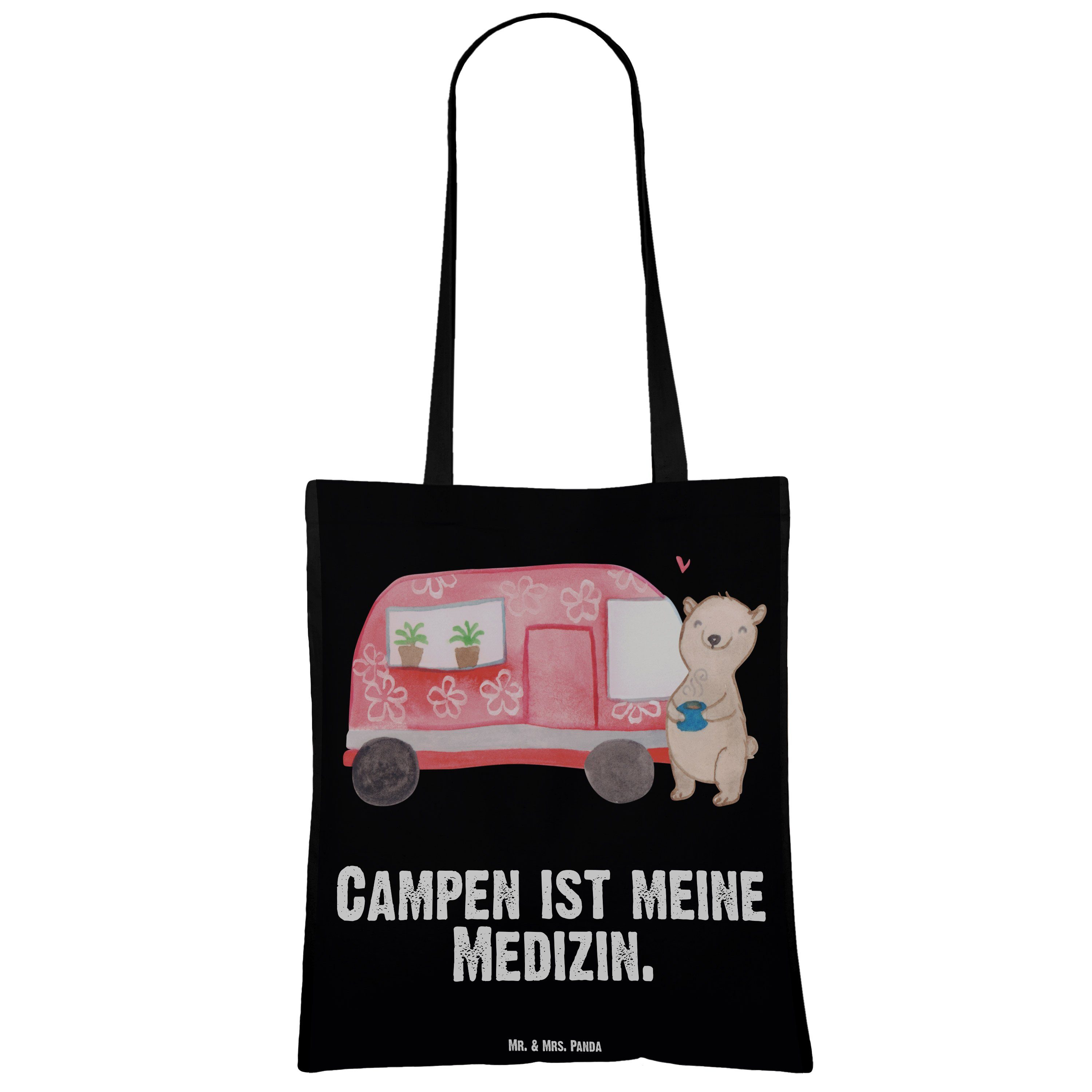 Mr. & - Camper (1-tlg) Stoffbeutel, Mrs. Tragetasche Geschenk, Bär Medizin Zelten, Panda Gewinn, Schwarz 