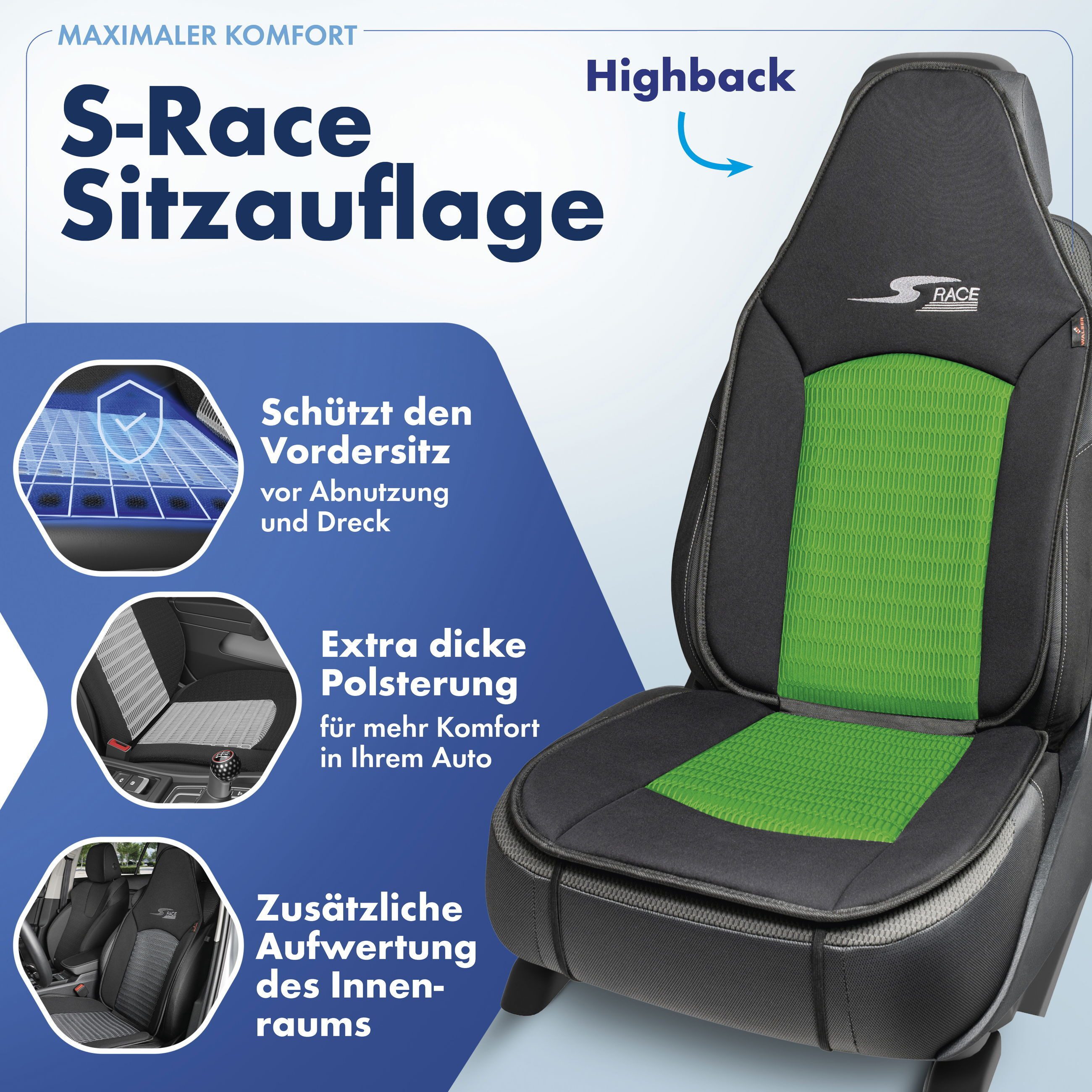 CarComfort Autositzauflage Sitzaufleger S-Race Pilotensit, 1 Stück, 1-tlg. – Bild 2 von 5