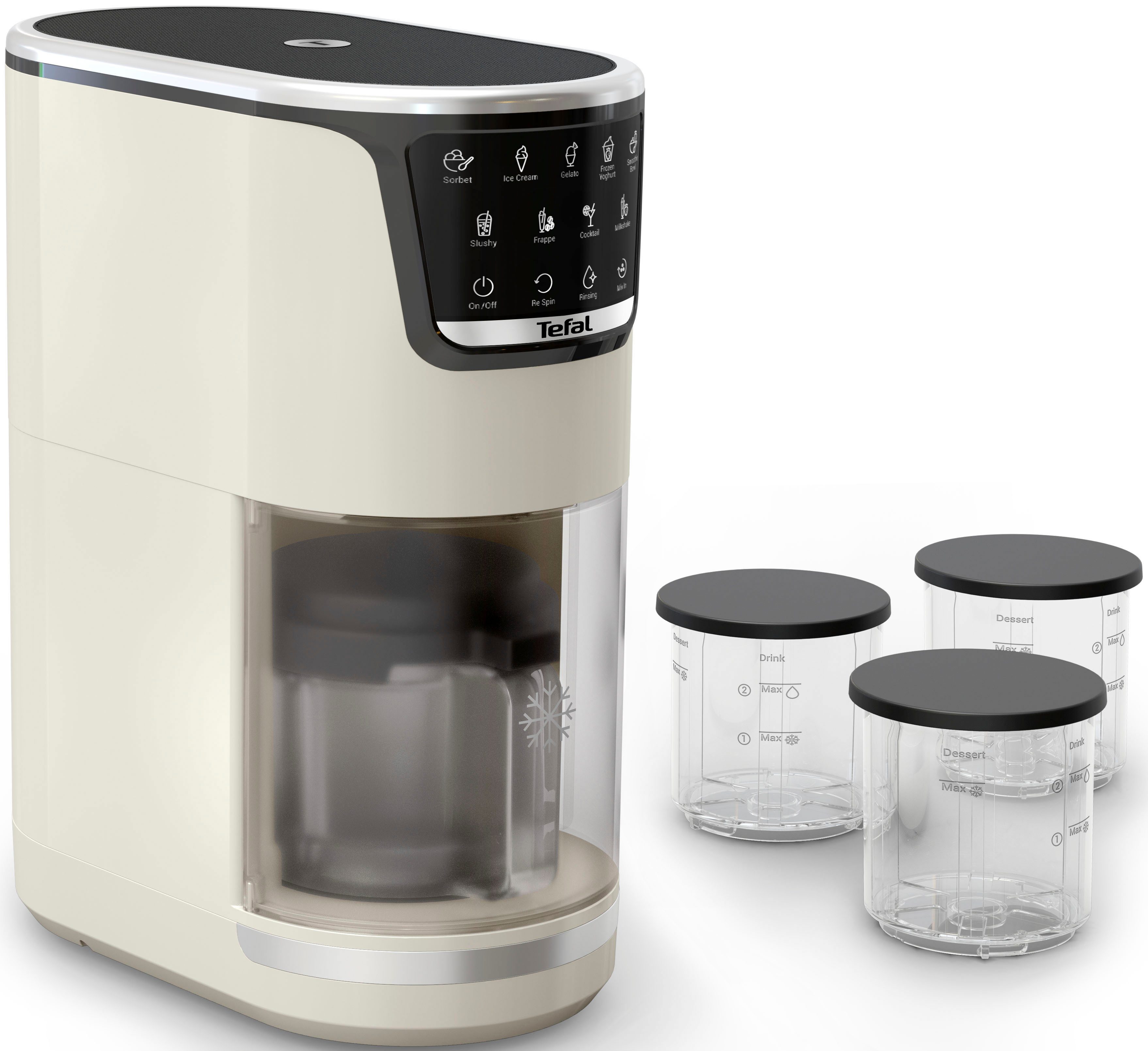 Tefal Eismaschine Dolci, 1,4 l, 600 W, 10 Programme, automatisches Reinigungsprogramm, digitales Rezeptbuch