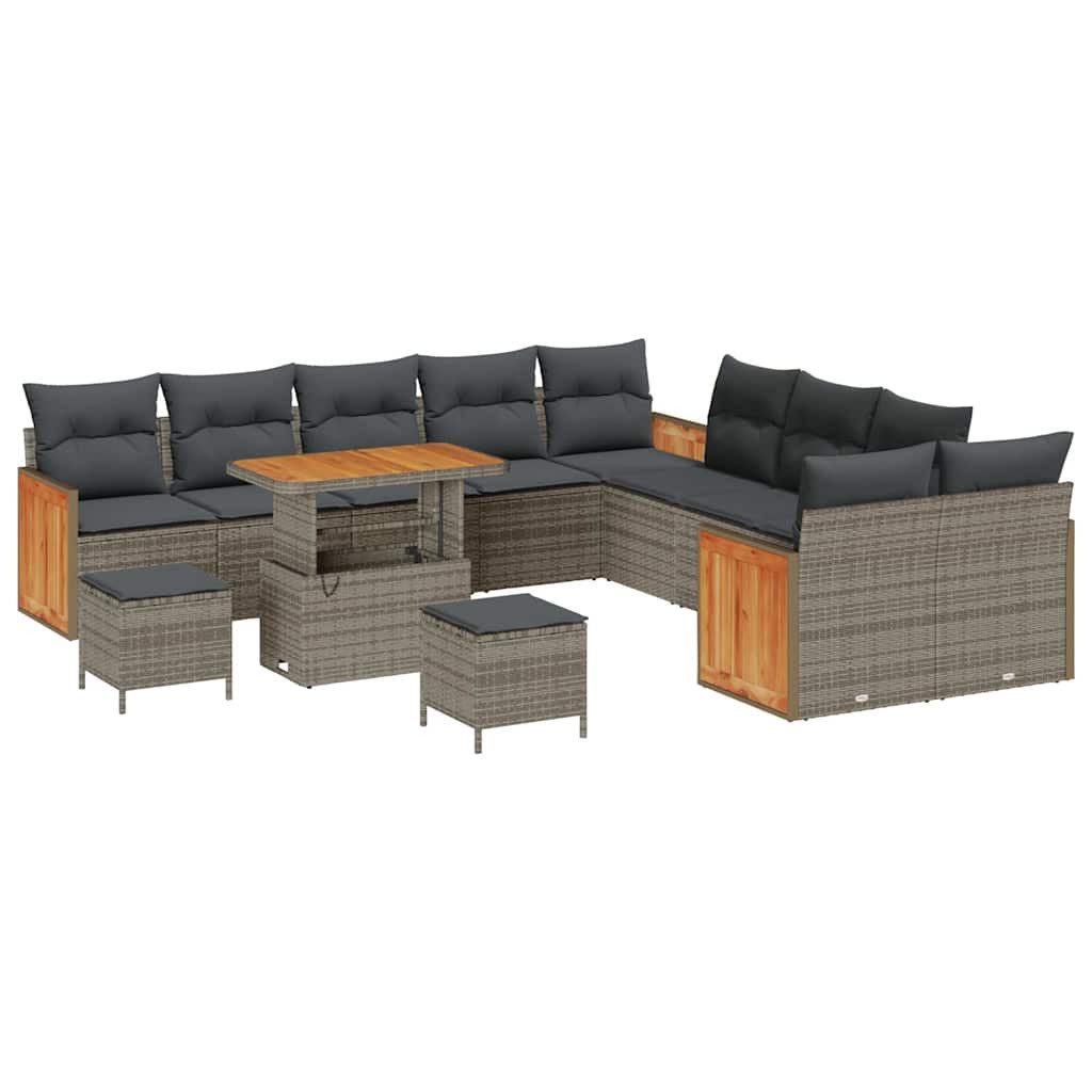 vidaXL Loungesofa Garten-Sofa-Set 13 pcs Grau Dunkelgrau 90 x 55 x 71 cm, 13 Teile