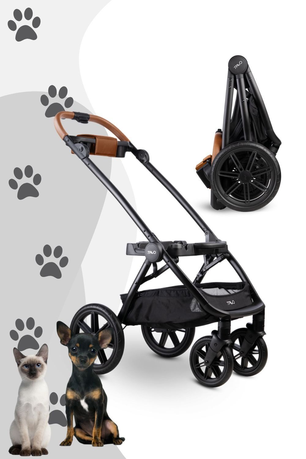 Tavo Hunde-Autositz Roscoe Trek Buggy-Gestell für Maeve Haustier-Autositz