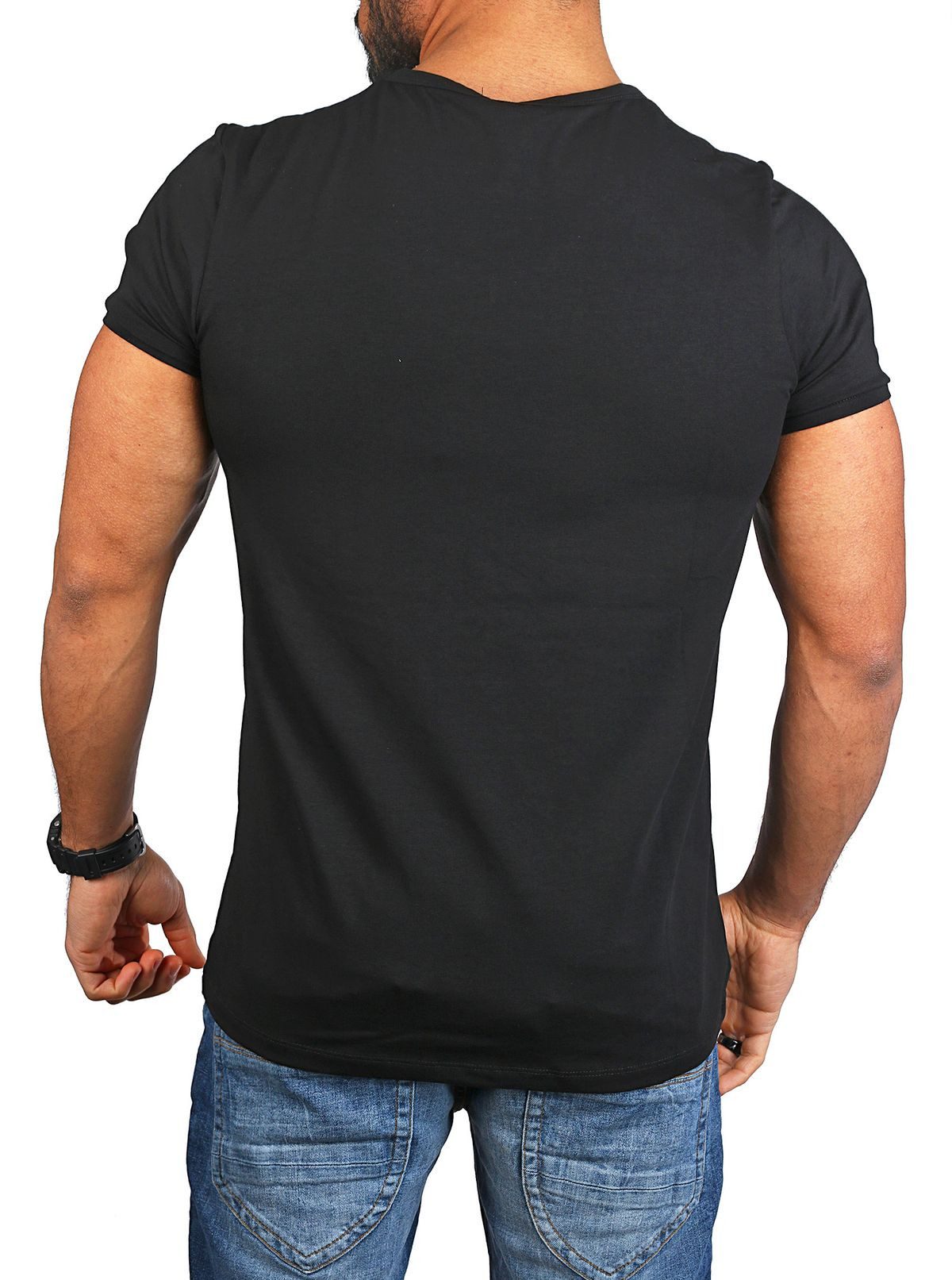 CARISMA T-Shirt Herren Uni Basic tief-breit geschnittener V-Ausschnitt v-neck 4644 V-Ausschnitt unifarben kurzarm slim fit